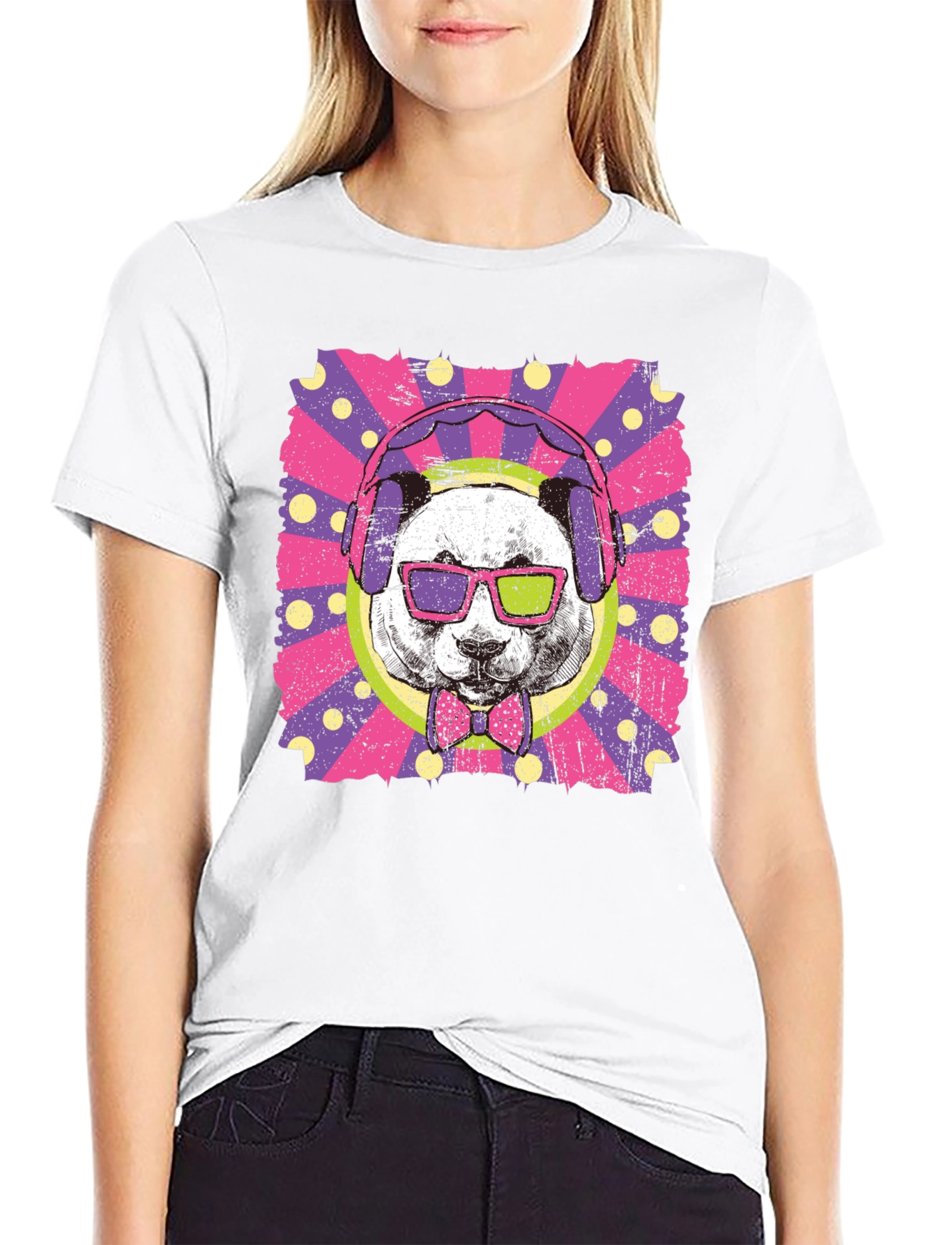Black Cool Panda Graphic Tee view 9