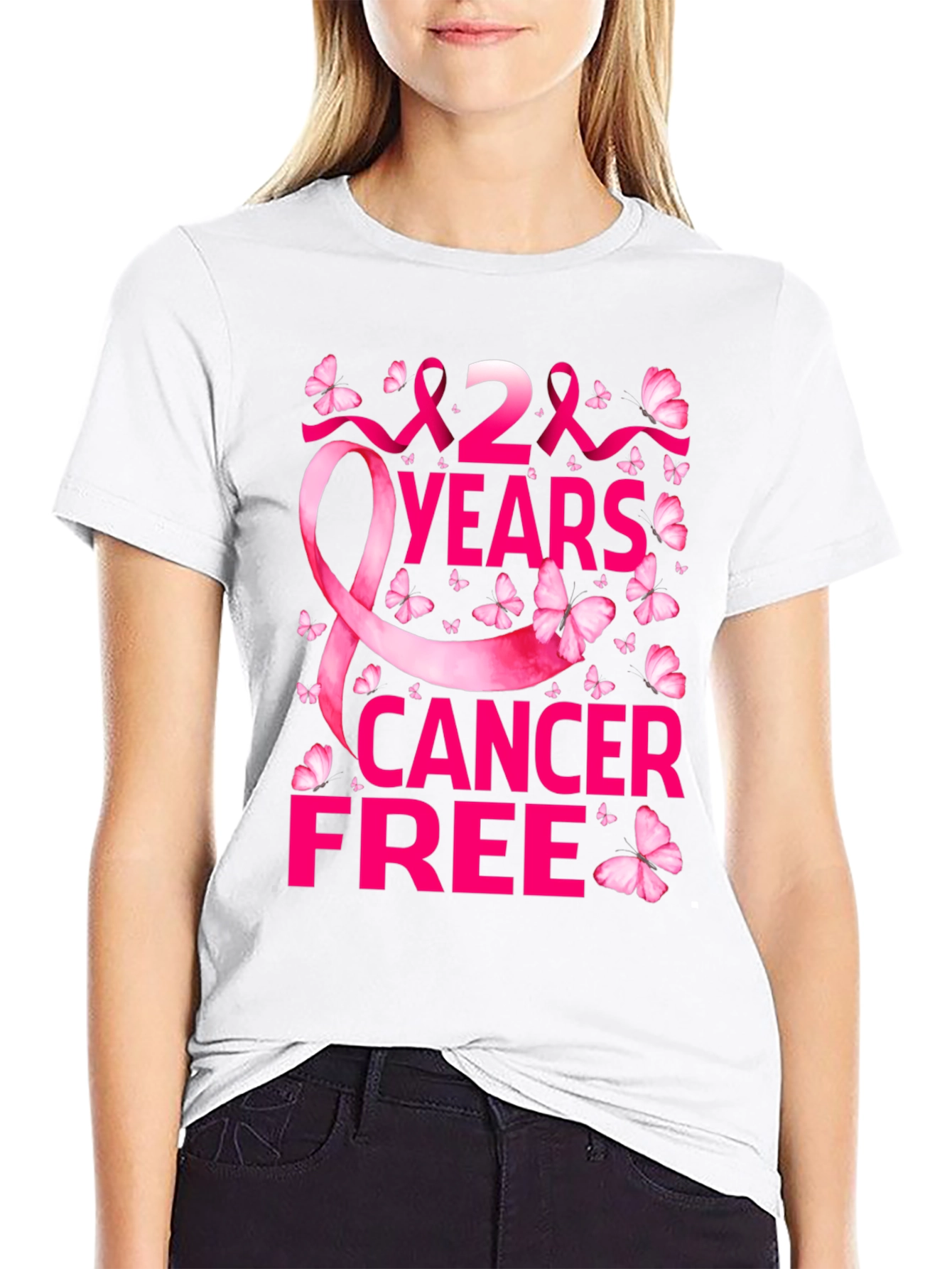 Black 2 Years Cancer Free T-Shirt view 9