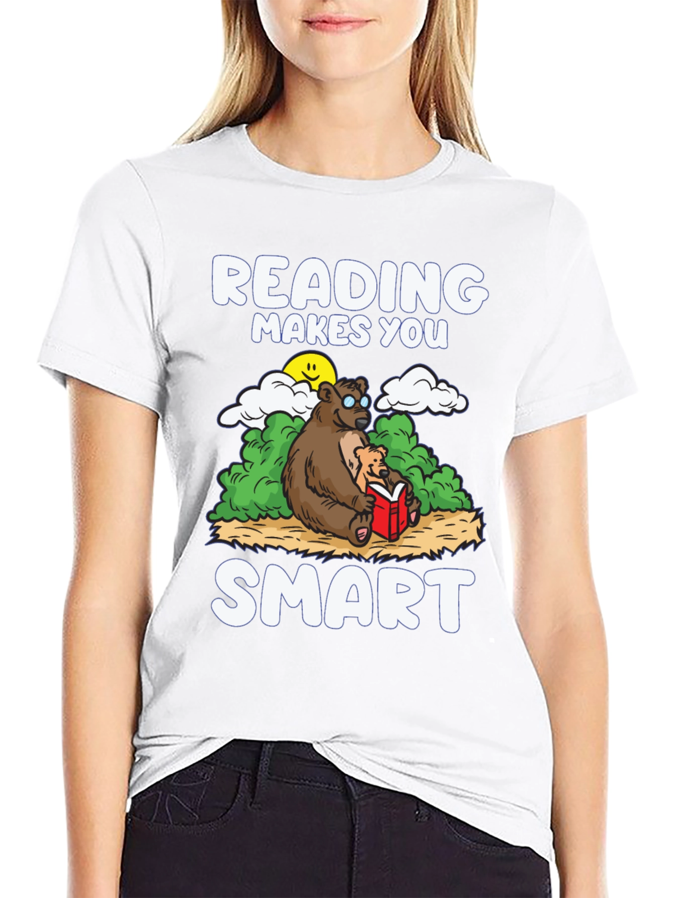 Black Reading Makes You Smart T-Shirt - Bear Design view 9