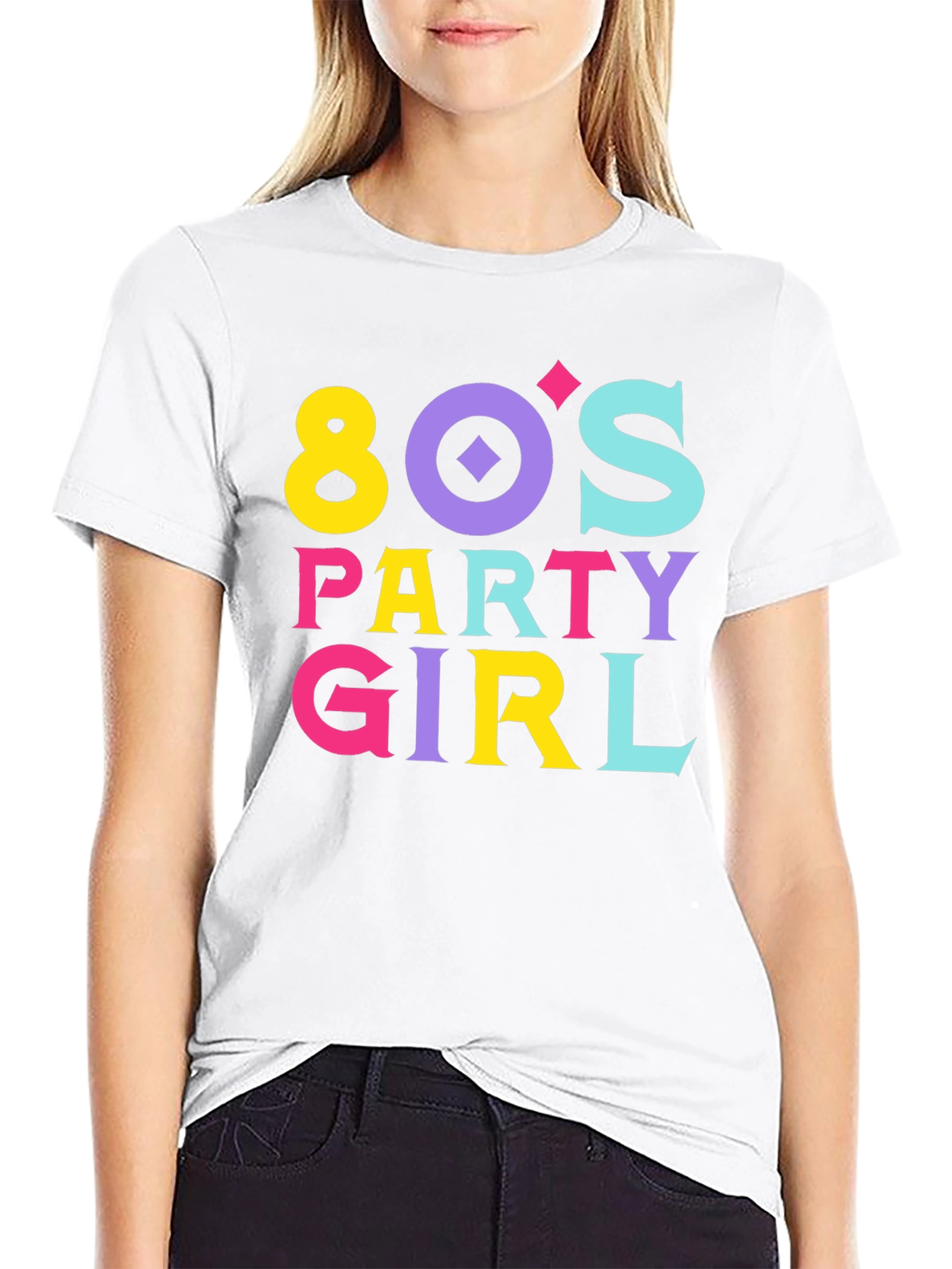 Black 80's Party Girl Graphic Tee view 9