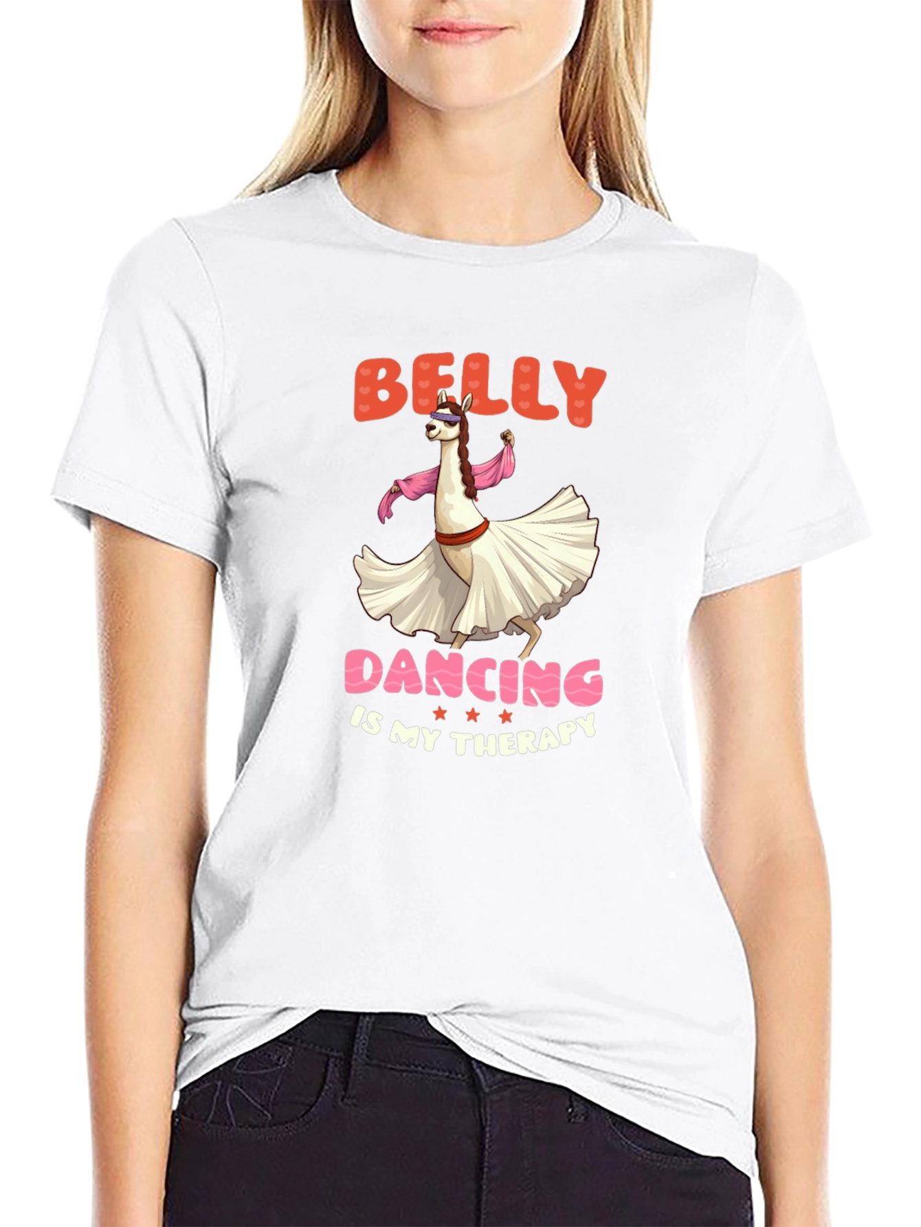 Black Belly Dancing Llama T-Shirt - Therapy Tee view 9