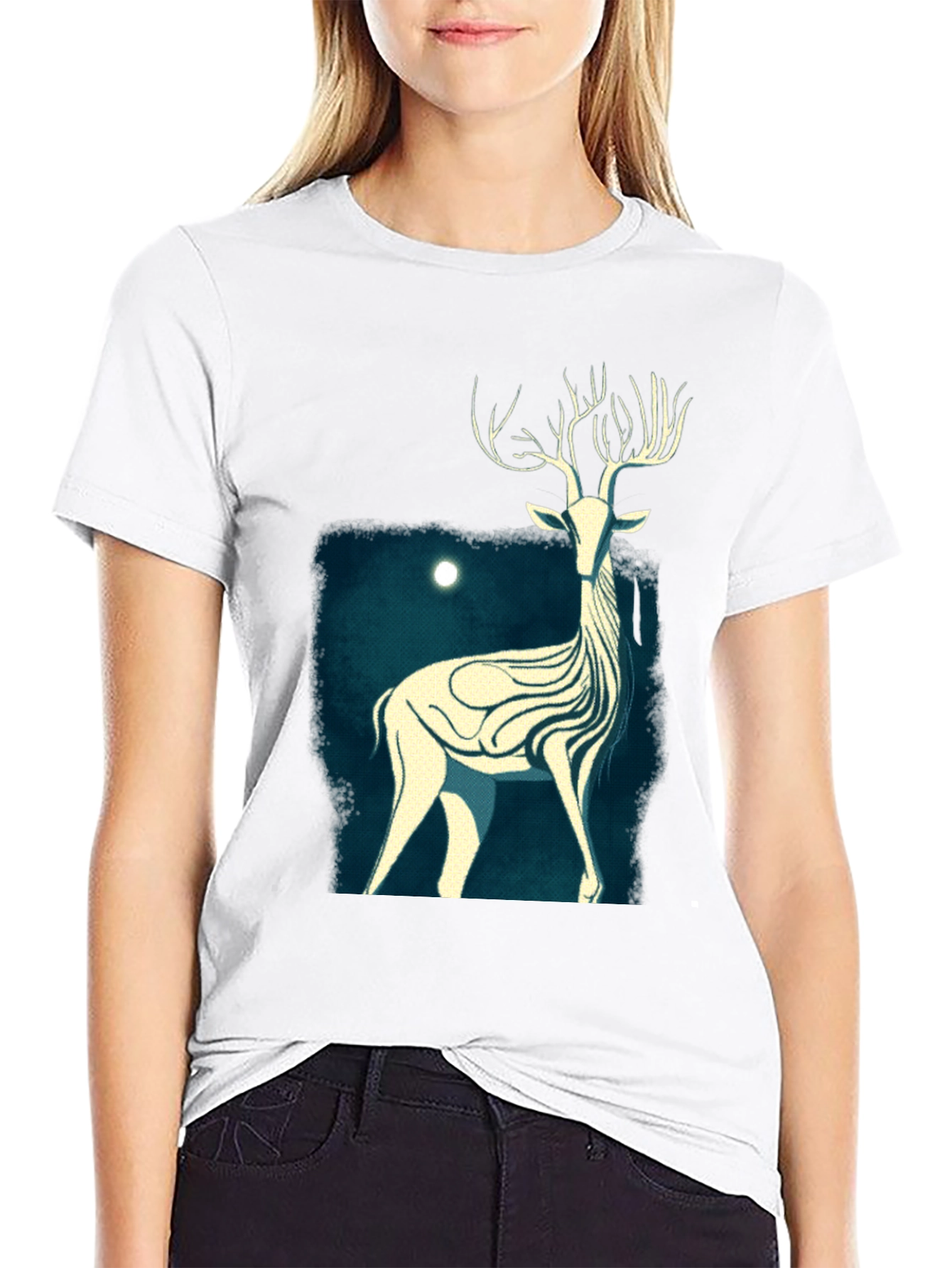 Black Mystic Stag Graphic Tee - Black Cotton T-Shirt view 9