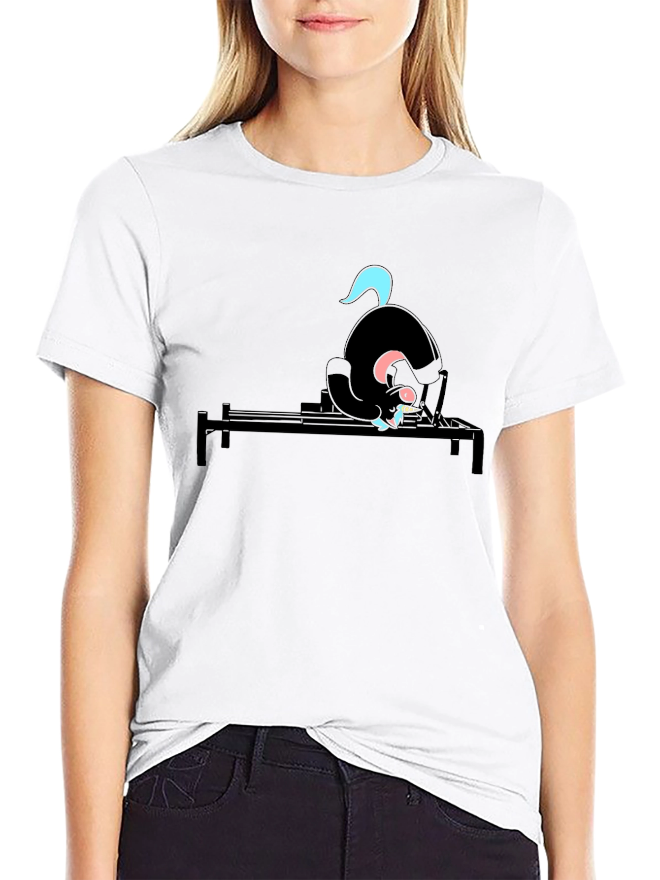 Black Black Cat Pilates T-Shirt - Funny Yoga Workout Tee view 9