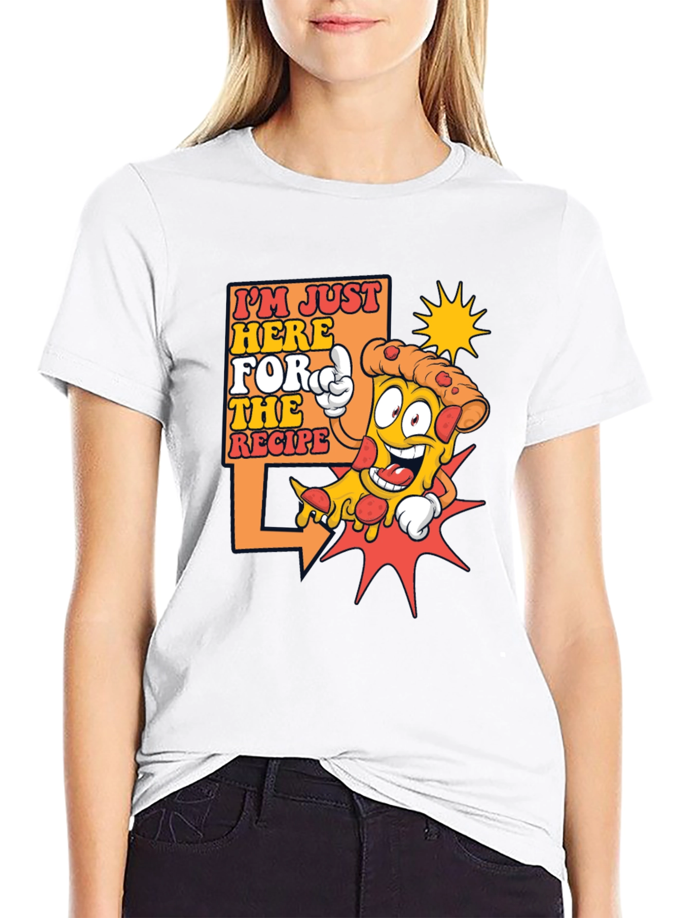 Black Funny Pizza Recipe T-Shirt - Foodie Tee view 9