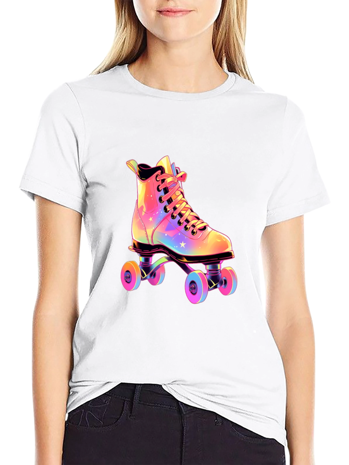 Black Retro Roller Skate T-Shirt view 9
