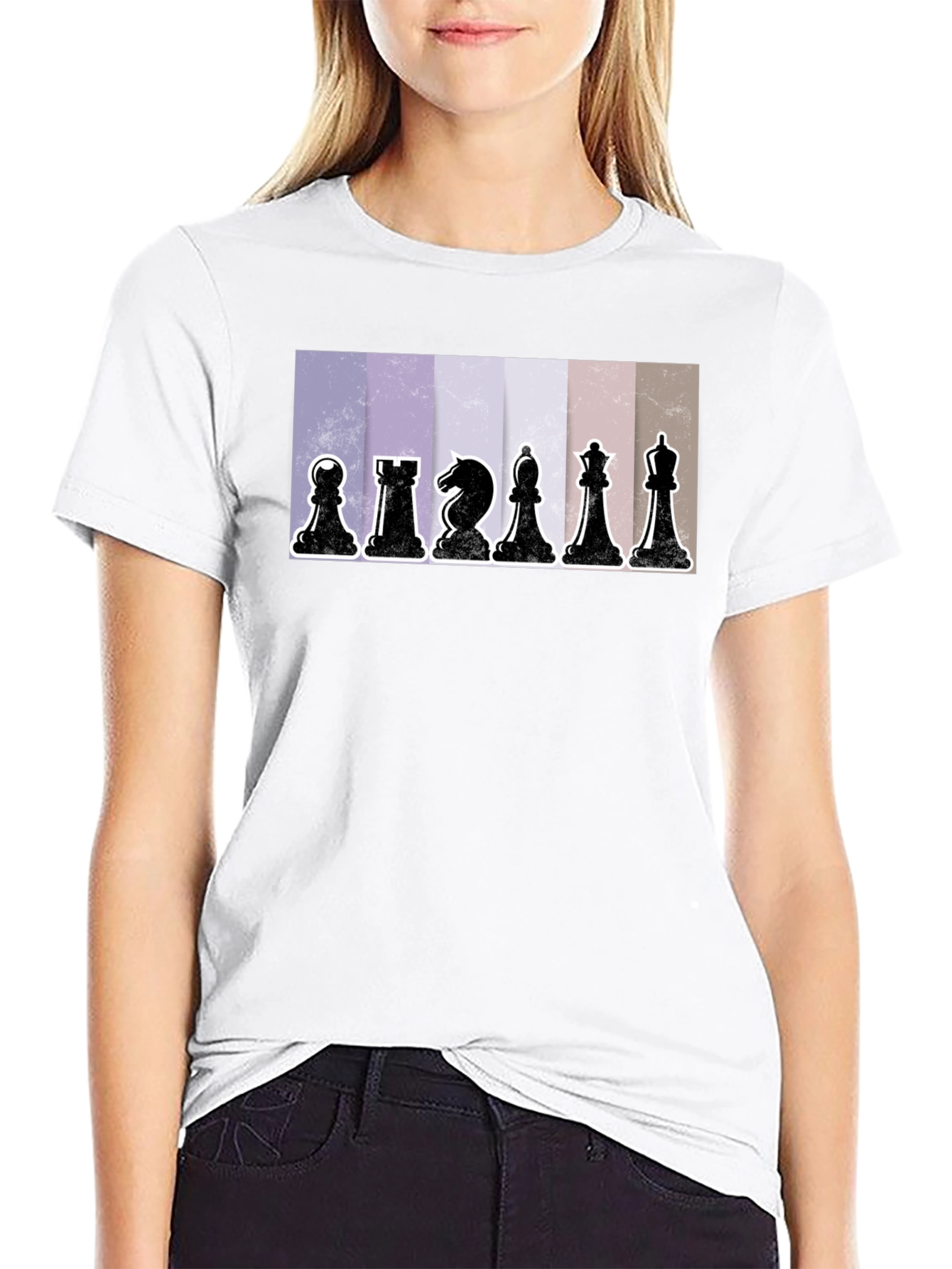 Black Chess Pieces Graphic Tee - Stylish Black Cotton T-Shirt view 9
