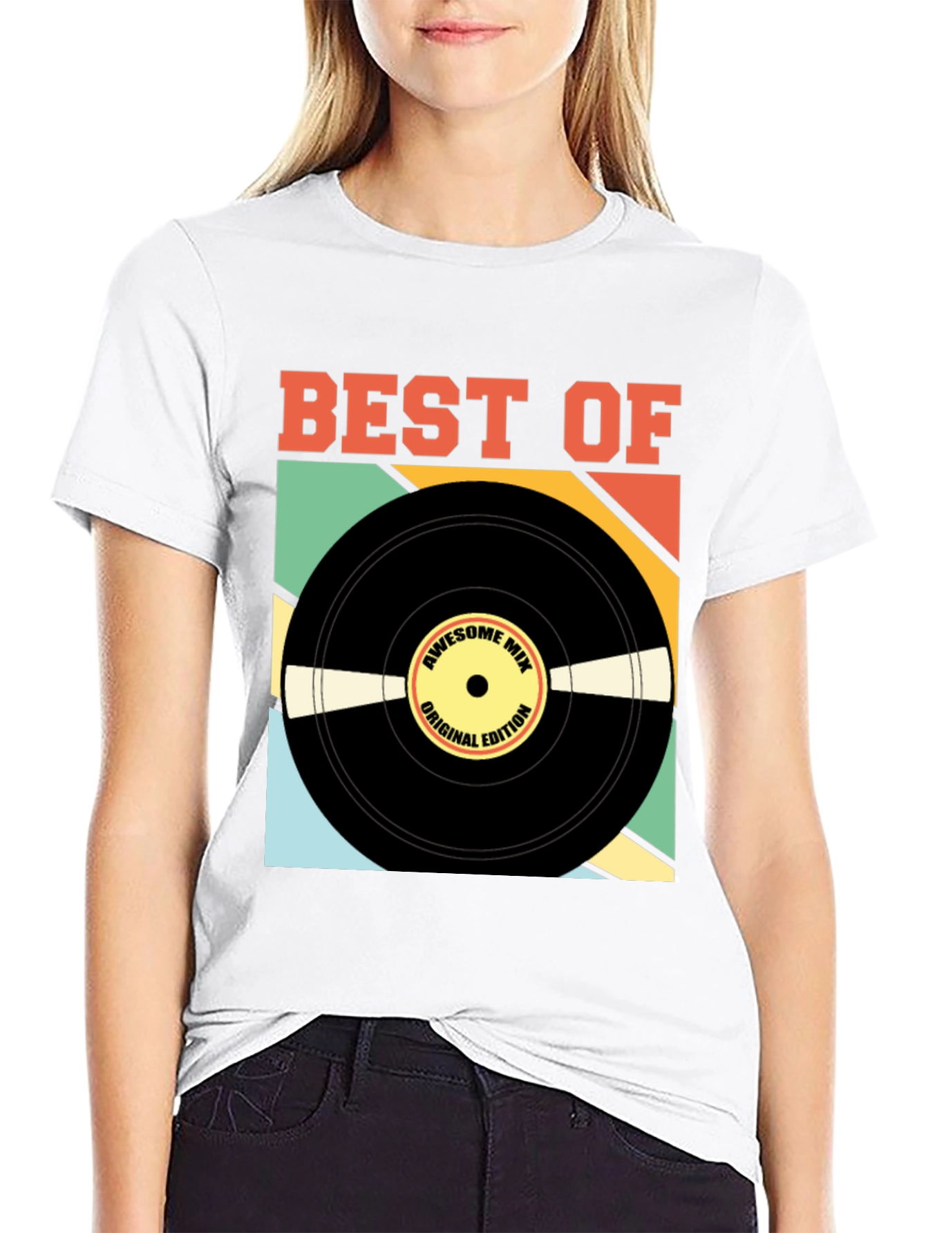 Black Best Of Vinyl Record Graphic Tee - Retro Music Lover view 9