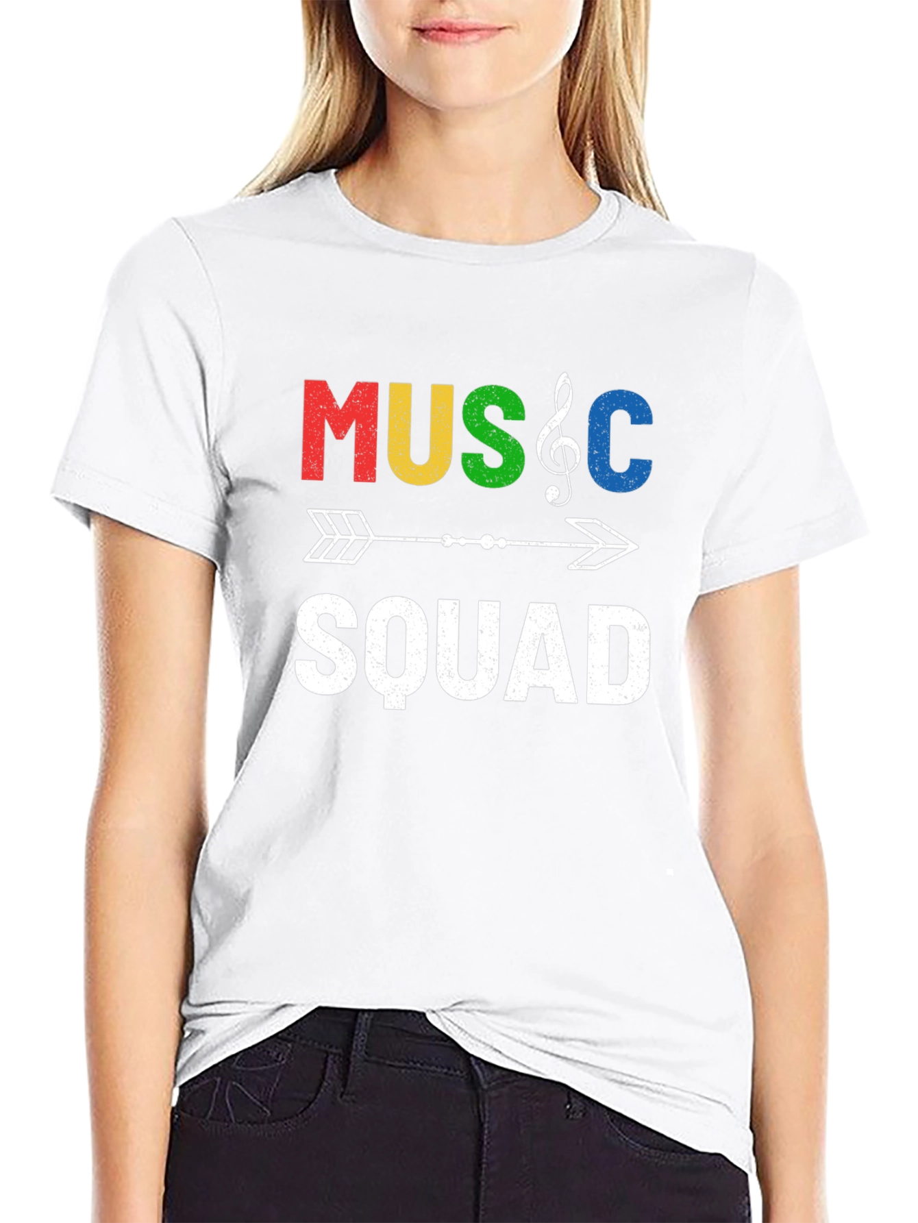 Black Music Squad Graphic T-Shirt - Crew Neck Tee view 9