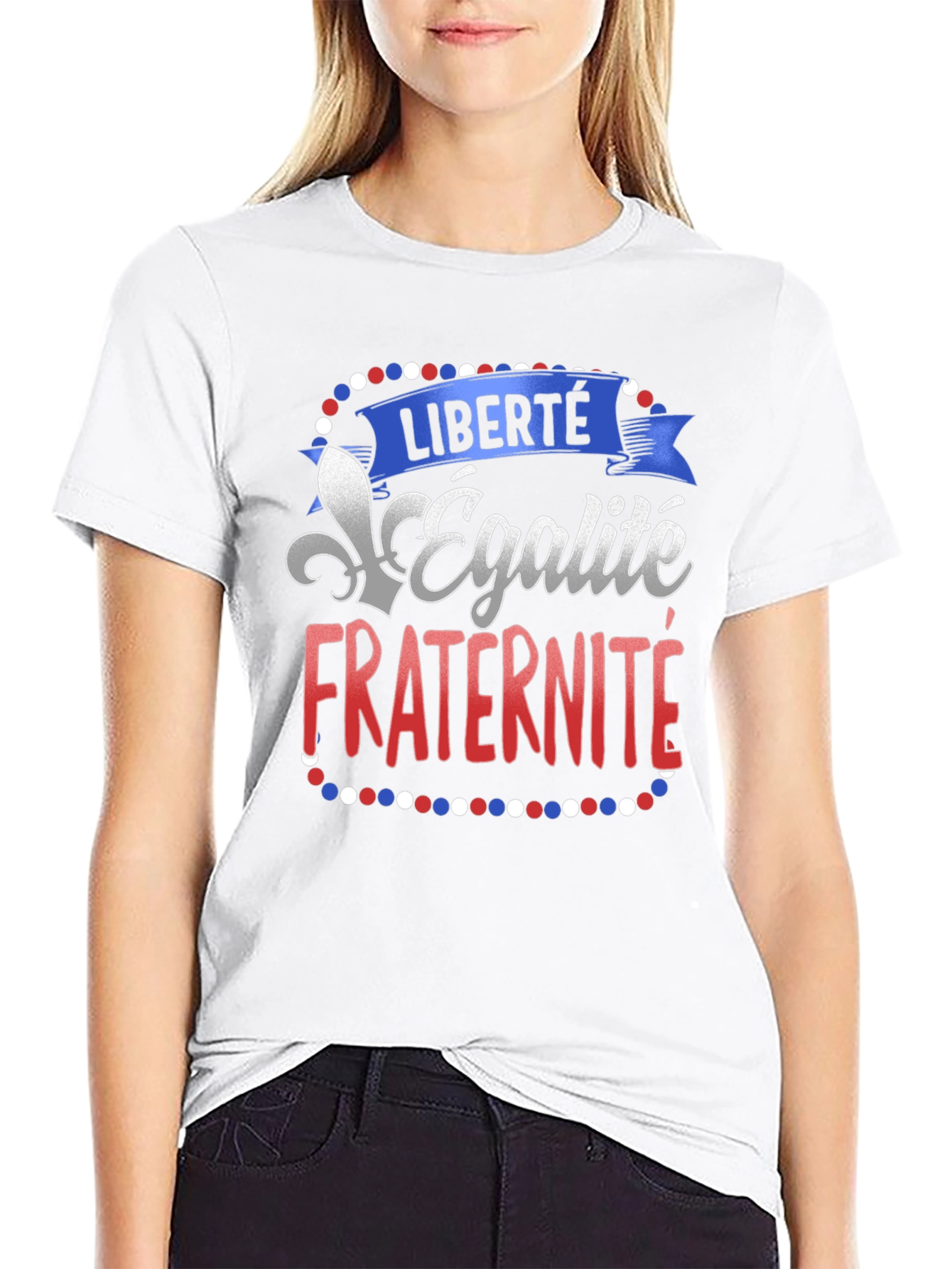 Black French Liberty Equality Fraternity T-Shirt view 9