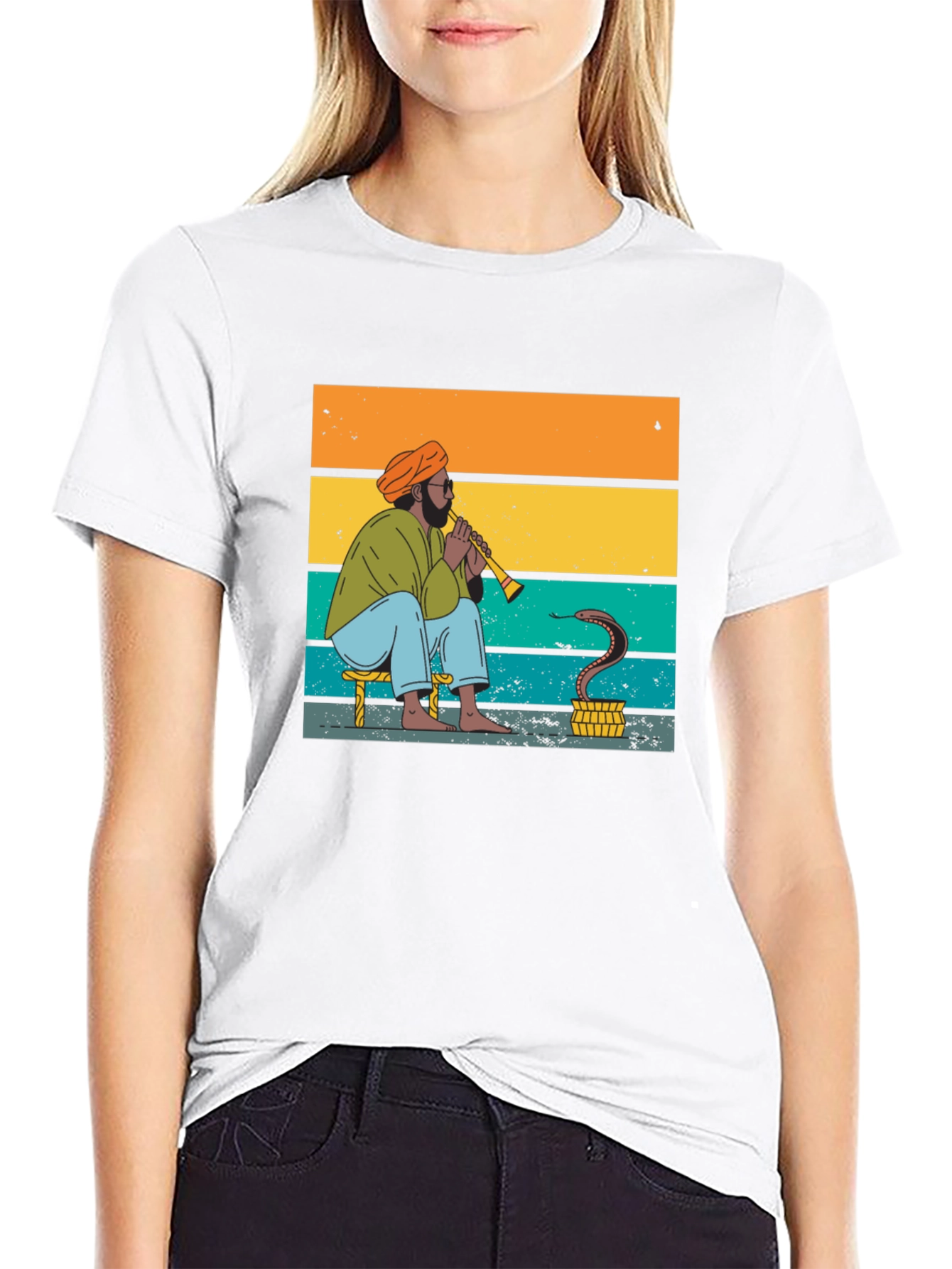 Black Snake Charmer Tee - Retro Style Graphic T-Shirt view 9
