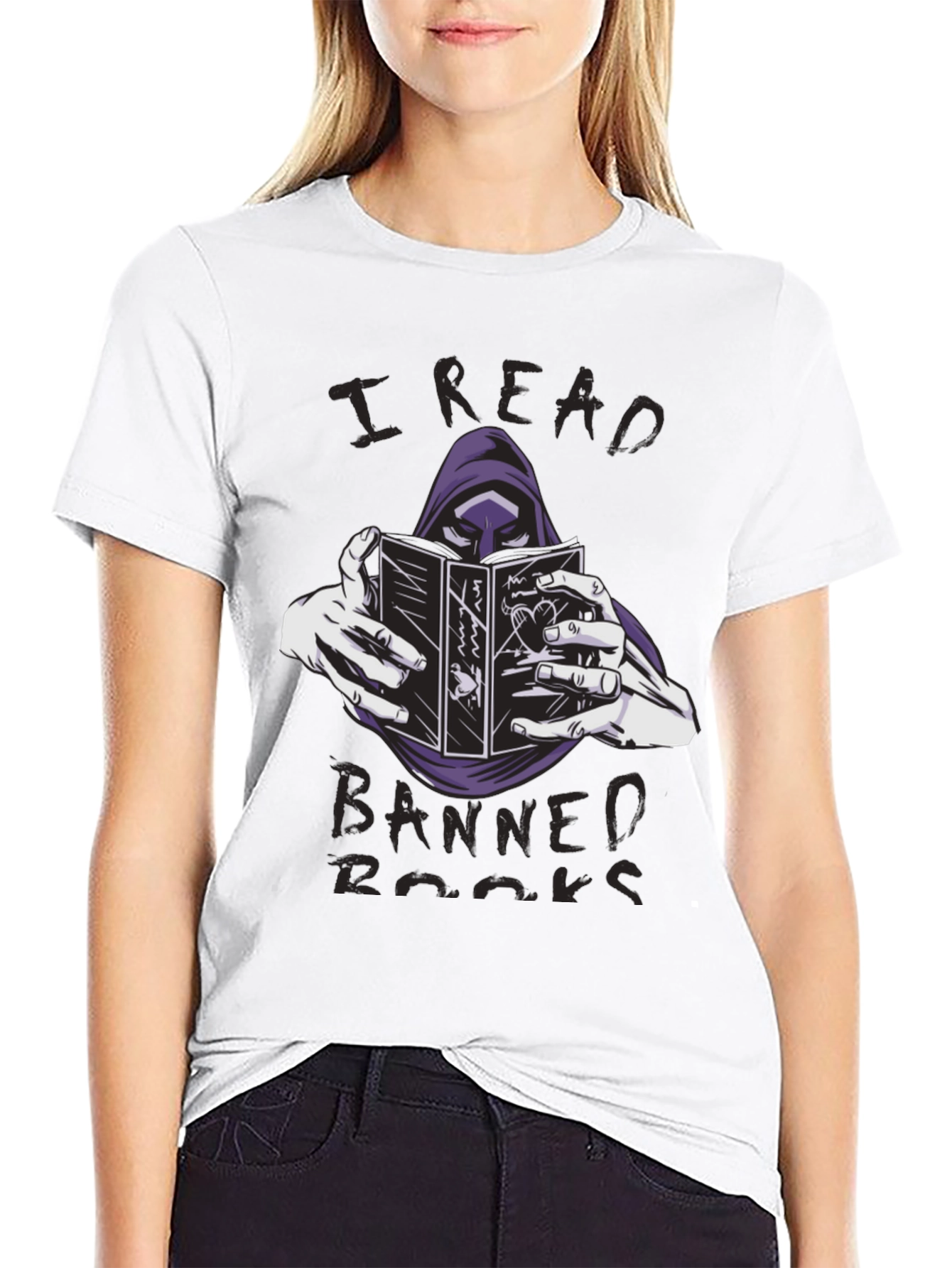 Black I Read Banned Books T-Shirt Grim Reaper Reader Tee view 9