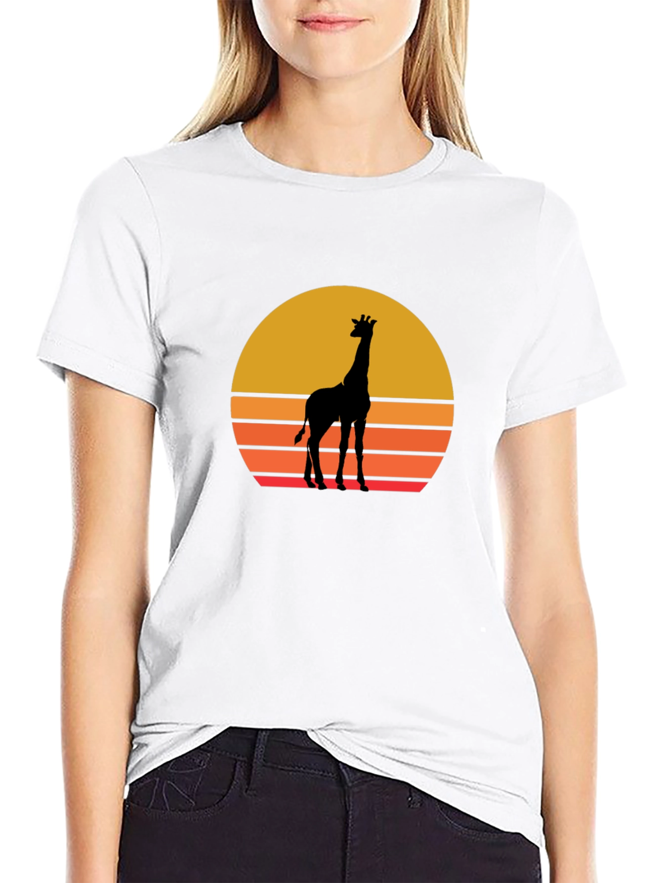 Black Giraffe Sunset T-Shirt - Unique Graphic Tee view 9