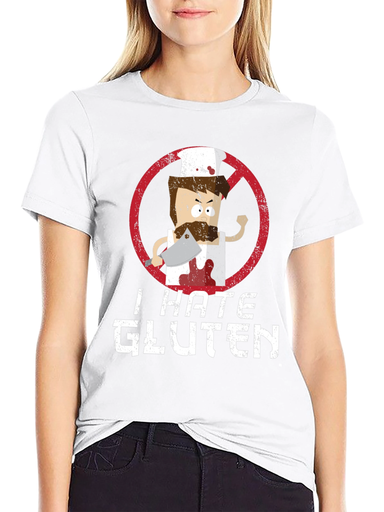 Black I Hate Gluten T-Shirt - Chef Graphic Tee view 9