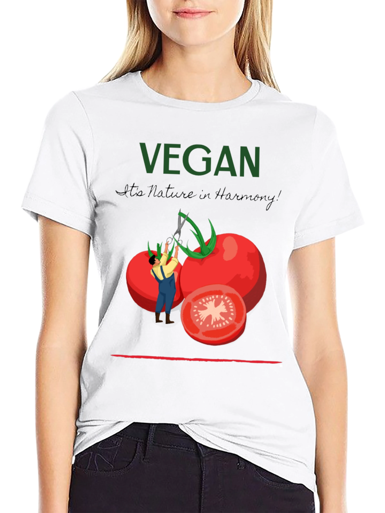 Black Vegan Tomato Graphic T-Shirt - Nature in Harmony view 9