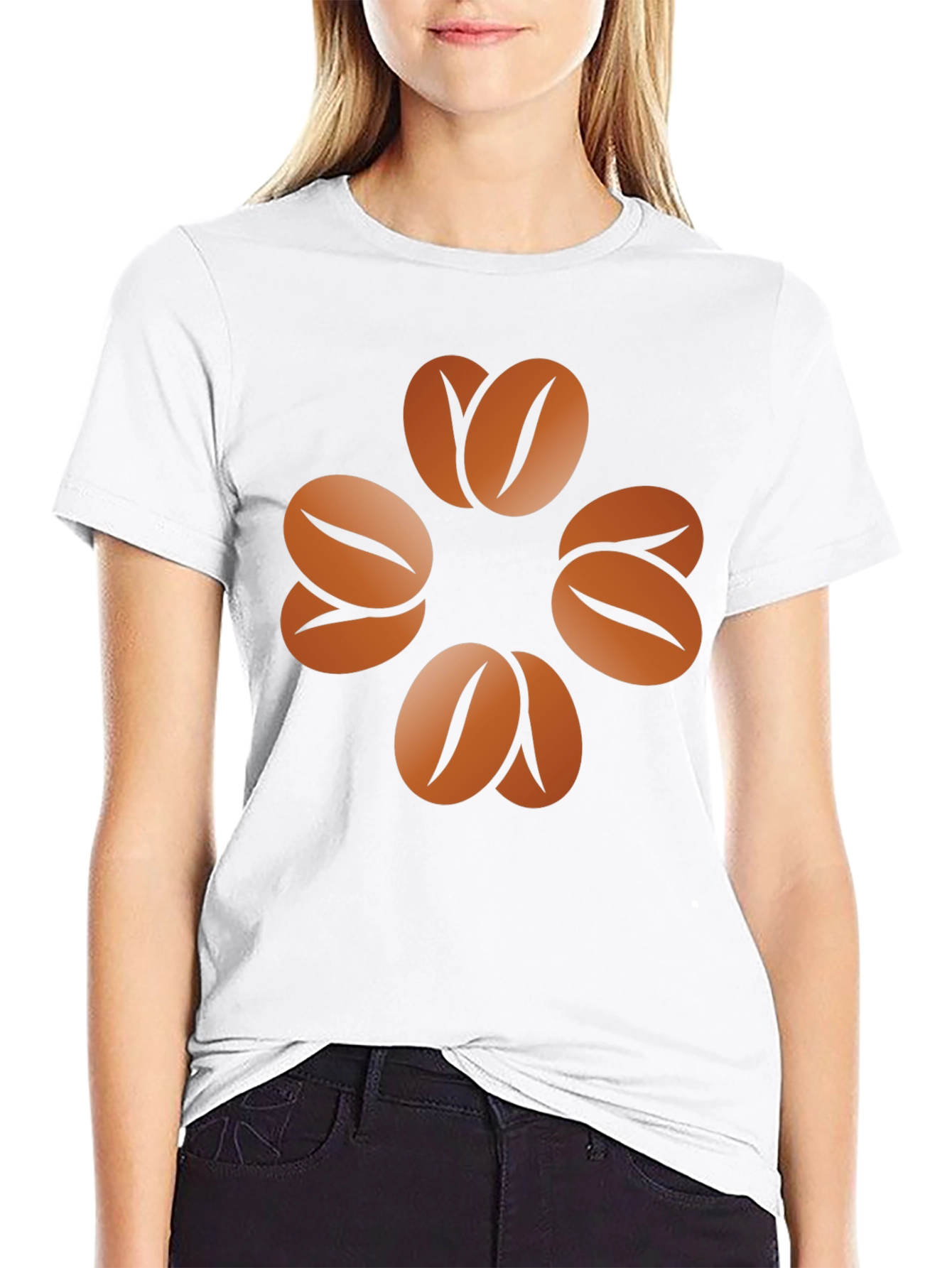 Black Coffee Bean Clover T-Shirt - Unisex Graphic Tee view 9