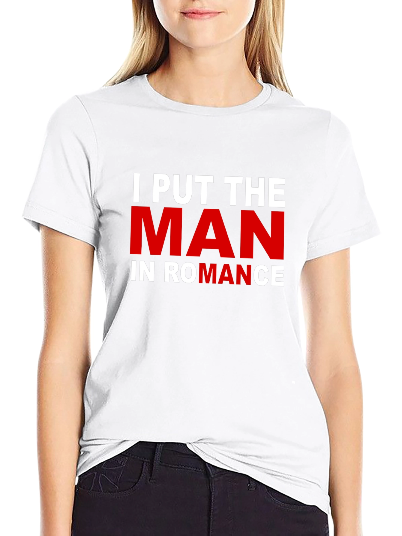 Black I Put the MAN in ROMANCE T-Shirt view 9