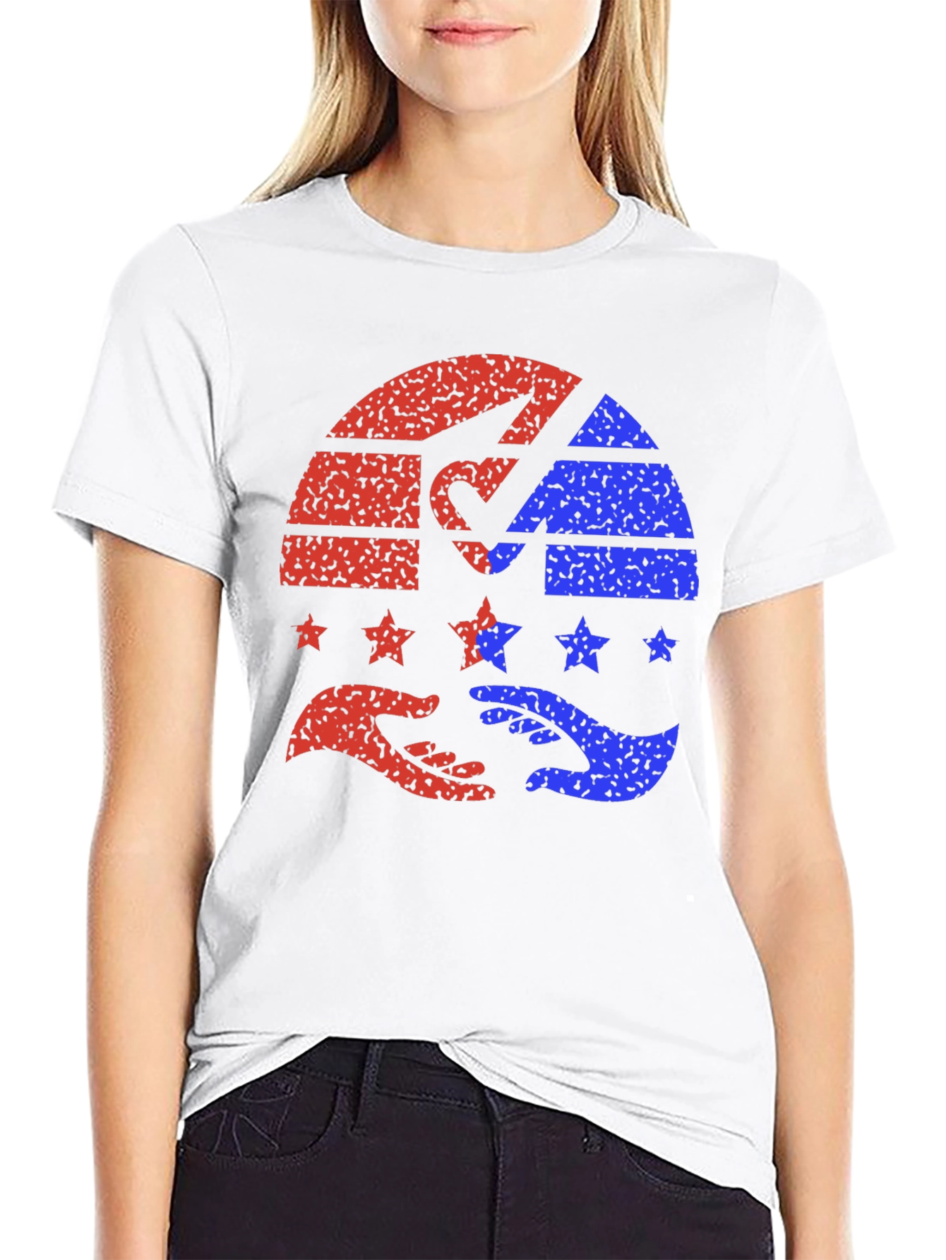 Black Patriotic Hands Helping Stars T-Shirt view 9