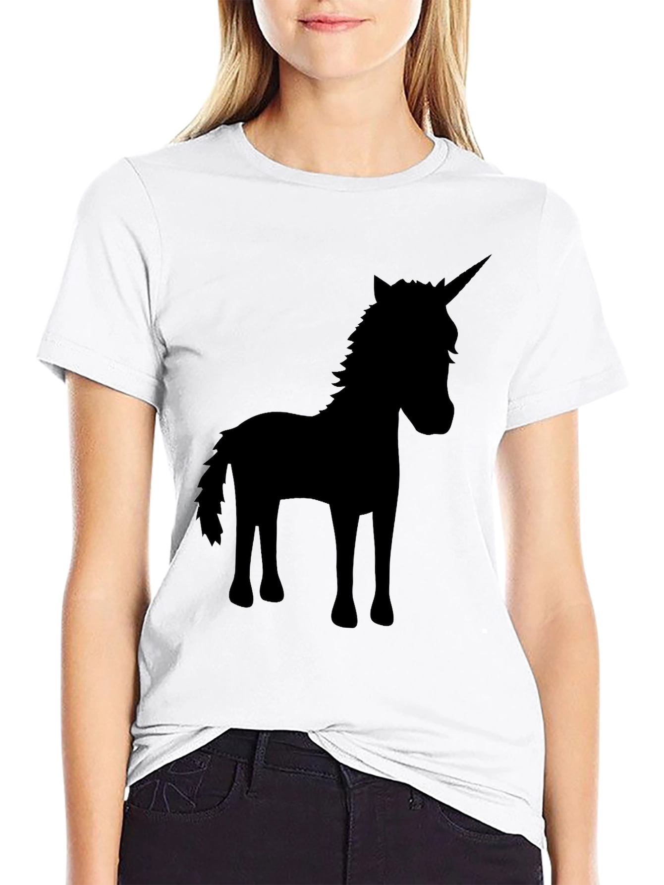 Black Unicorn Silhouette Black T-Shirt view 9