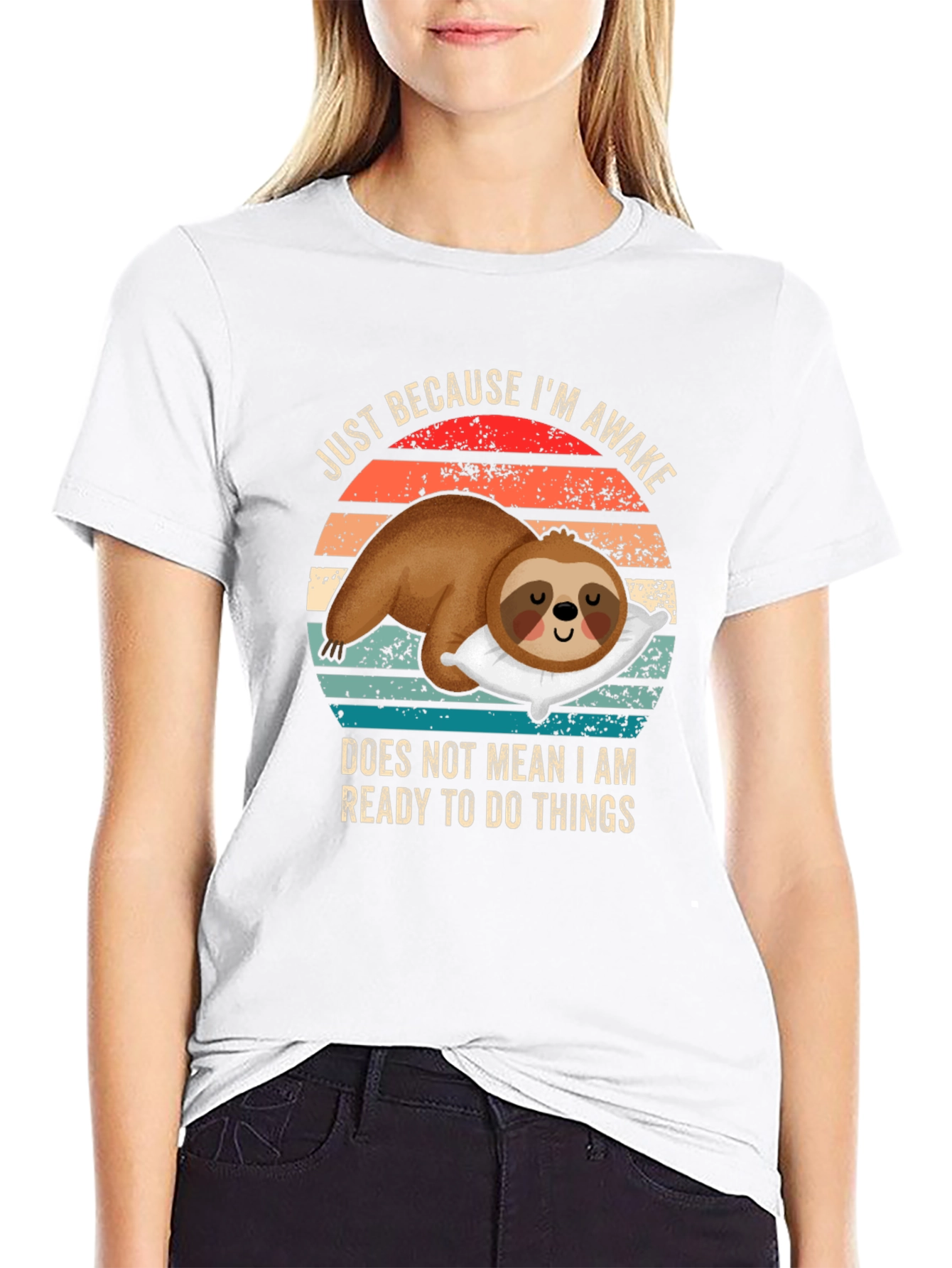 Black Lazy Sloth Awake T-Shirt - Ready to Do Things view 9