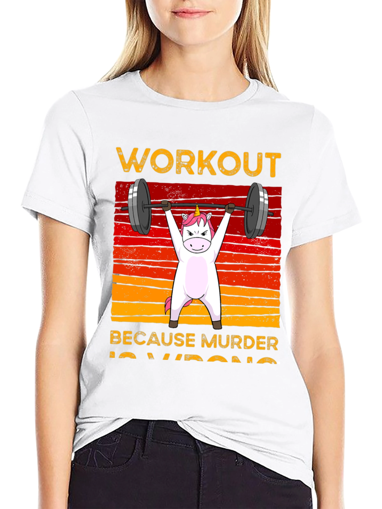 Black Unicorn Workout Black T-Shirt view 9