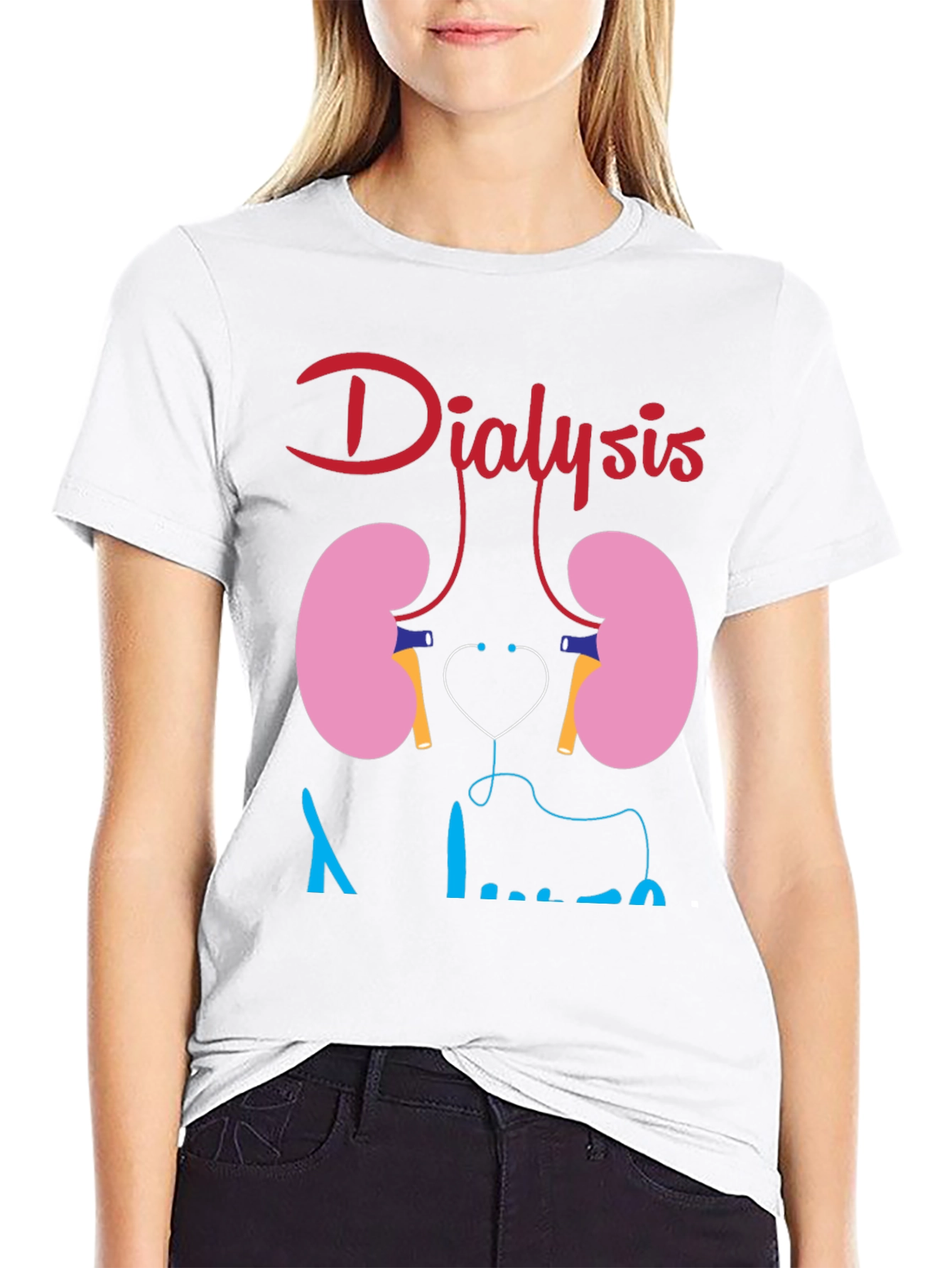 Black Dialysis Kidney Stethoscope Funny Black T-shirt view 9