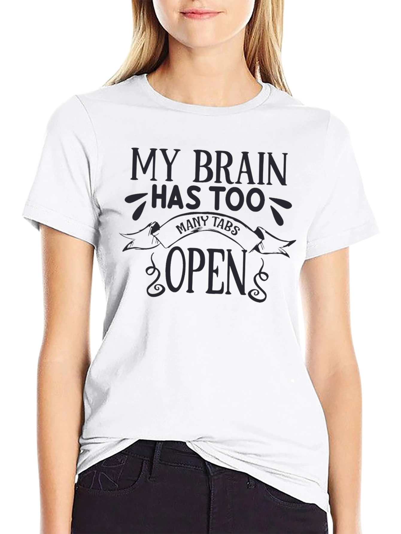 Black My Brain Has Too Many Tabs Open - Graphic Tee view 9