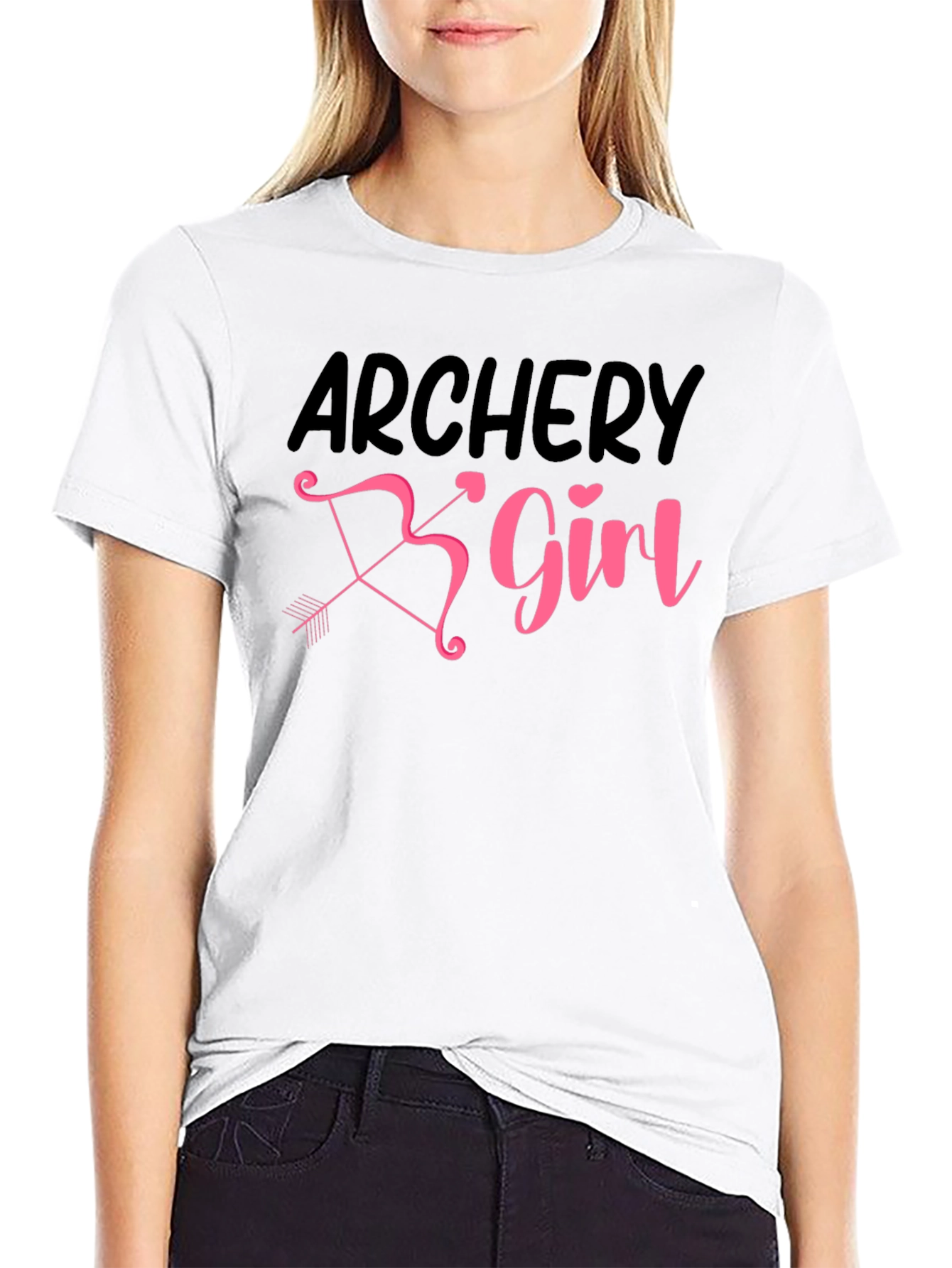 Black Archery Girl Bow Arrow Graphic T-Shirt view 9