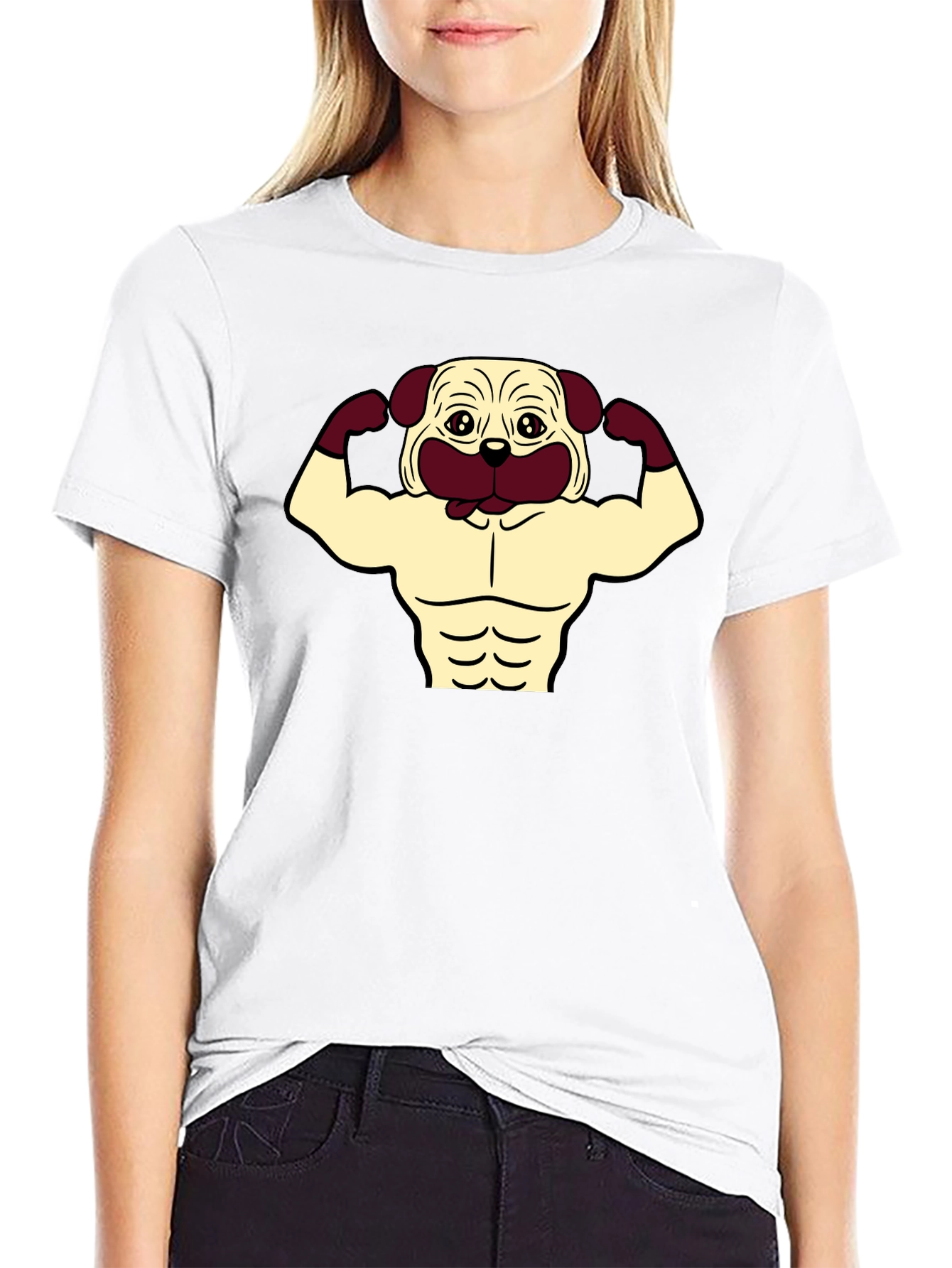 Black Pug Muscle T-Shirt - Black Graphic Tee view 9
