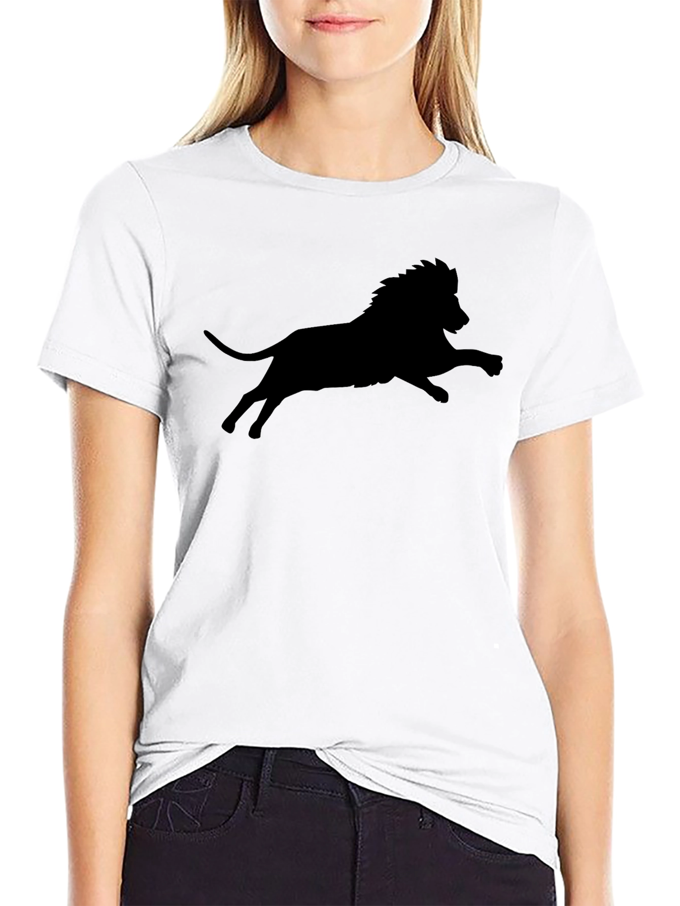 Black Black Lion Silhouette Graphic T-Shirt view 9