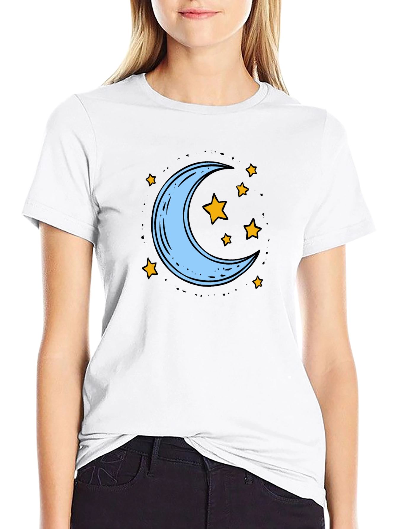 Black Moon and Stars Graphic Tee - Black view 9