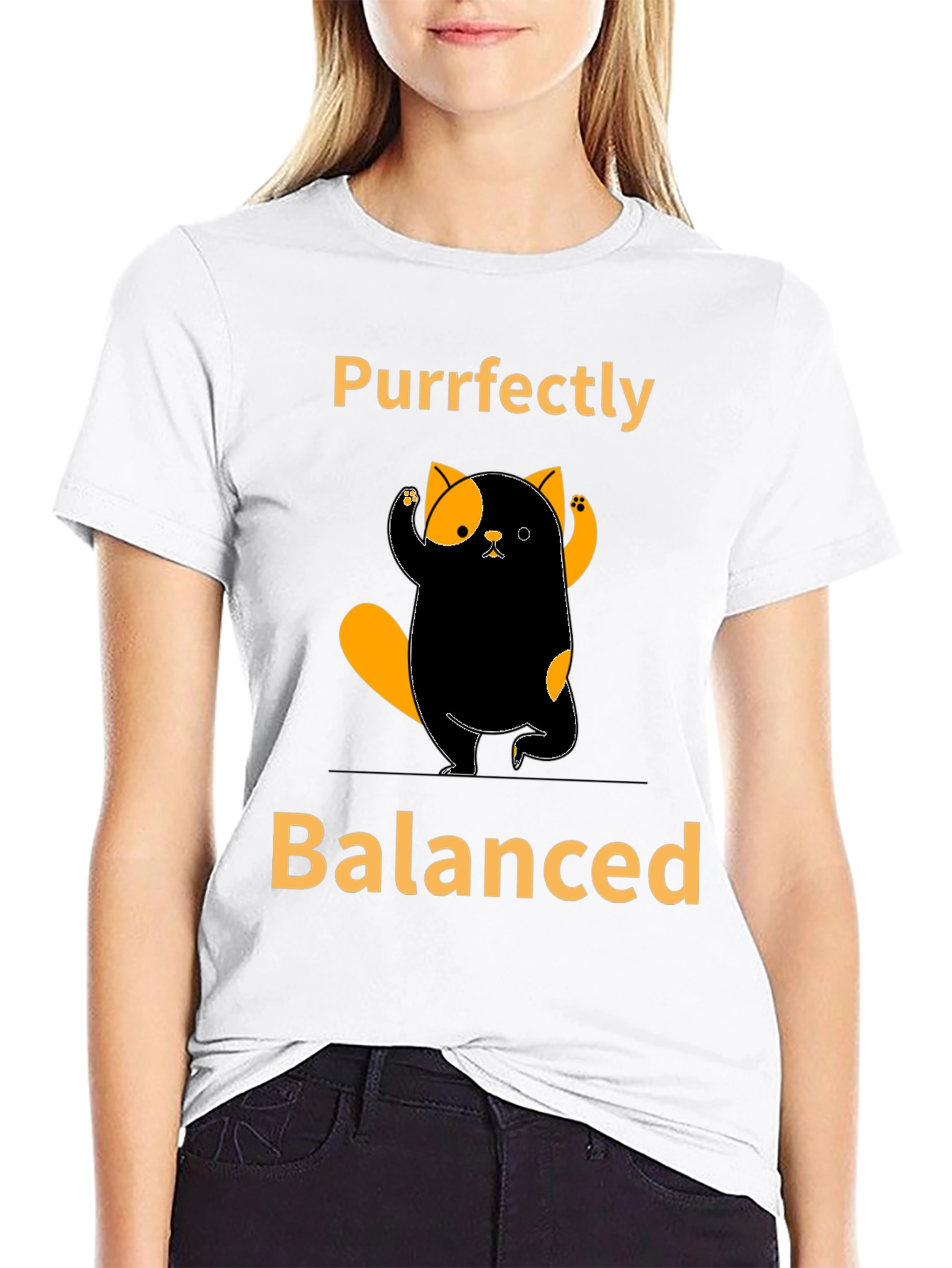 Black Purrfectly Balanced Cat T-Shirt view 9