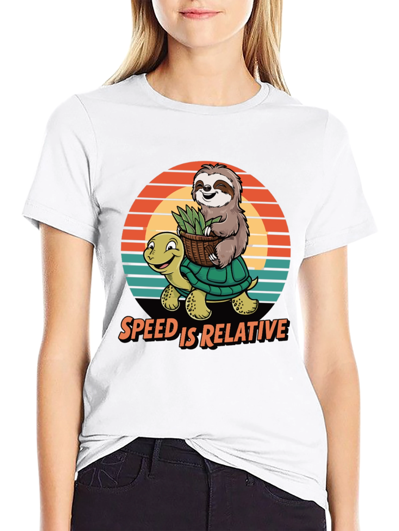Black Speed is Relative Sloth & Turtle Graphic Tee view 9