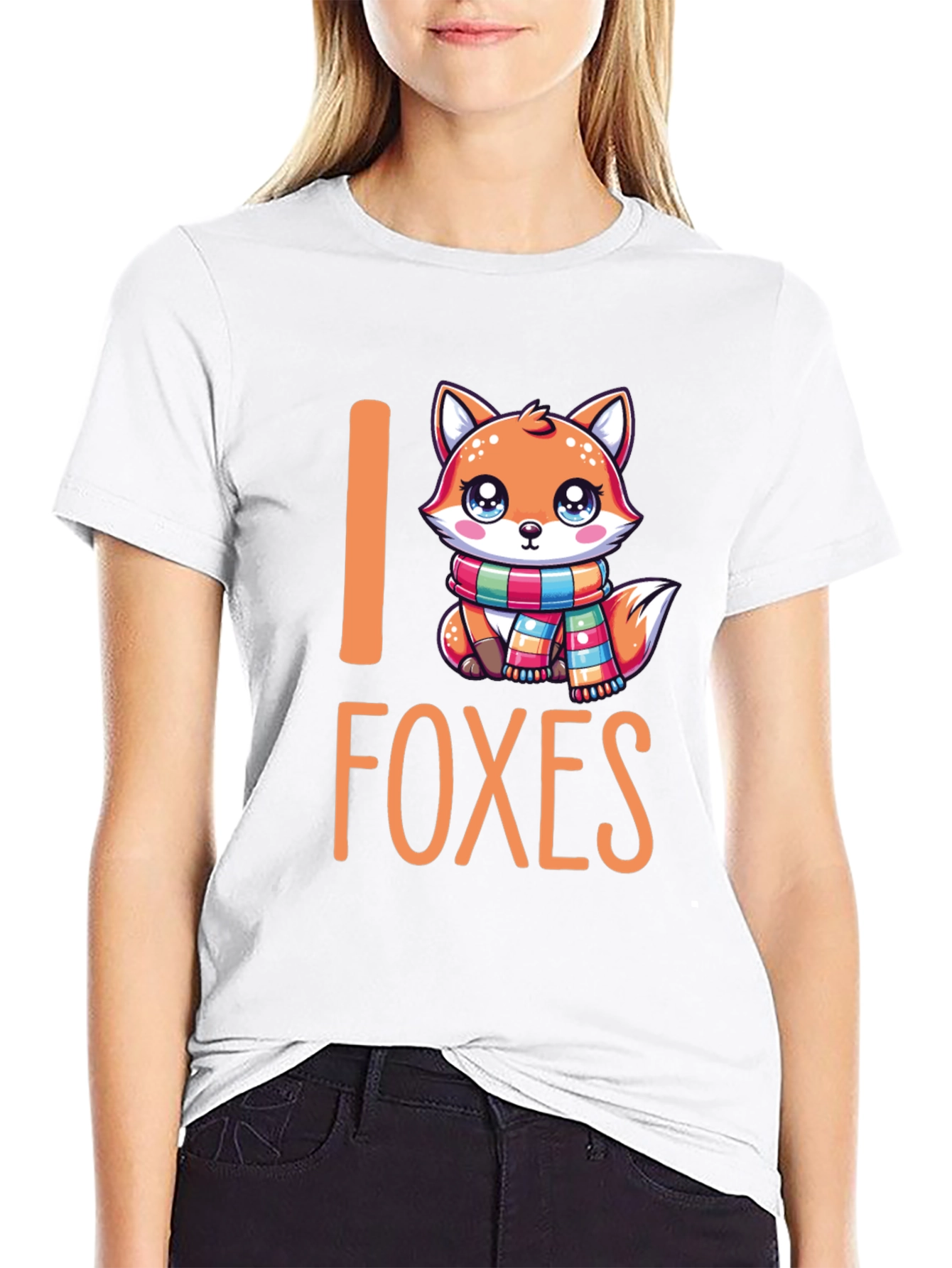 Black I Love Foxes Graphic T-Shirt view 9