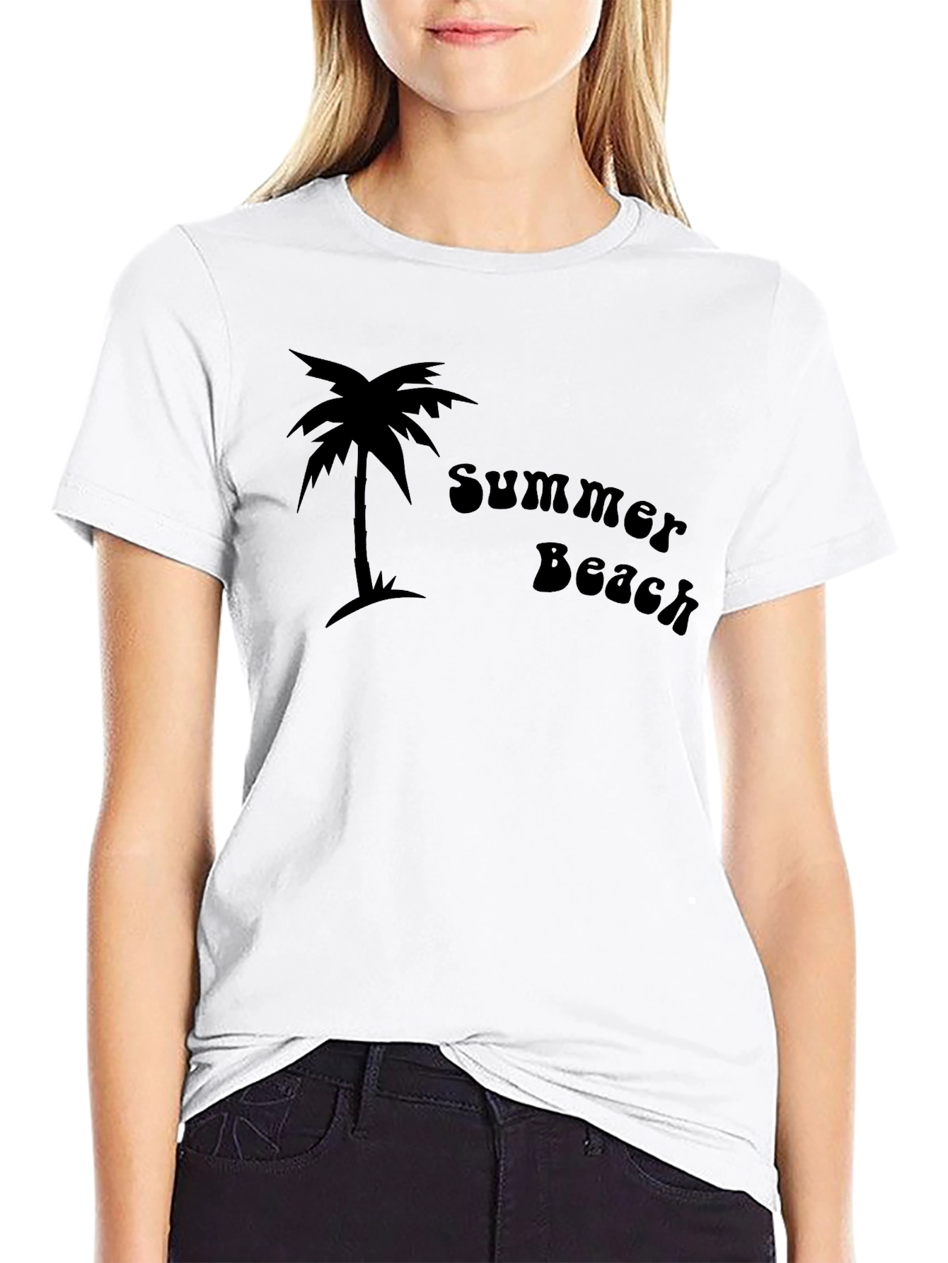 Black Summer Beach Palm Tree Graphic Tee view 9