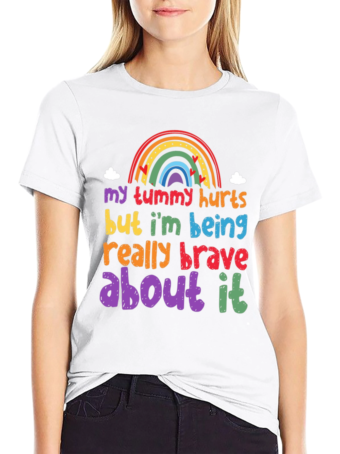 Black Brave Tummy Hurts Graphic Tee view 9