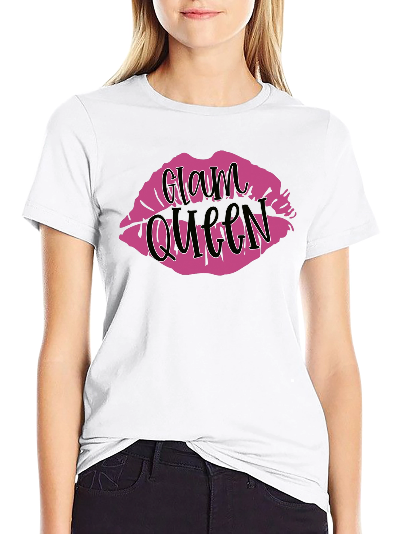 Black Glam Queen Lips Graphic T-Shirt view 9