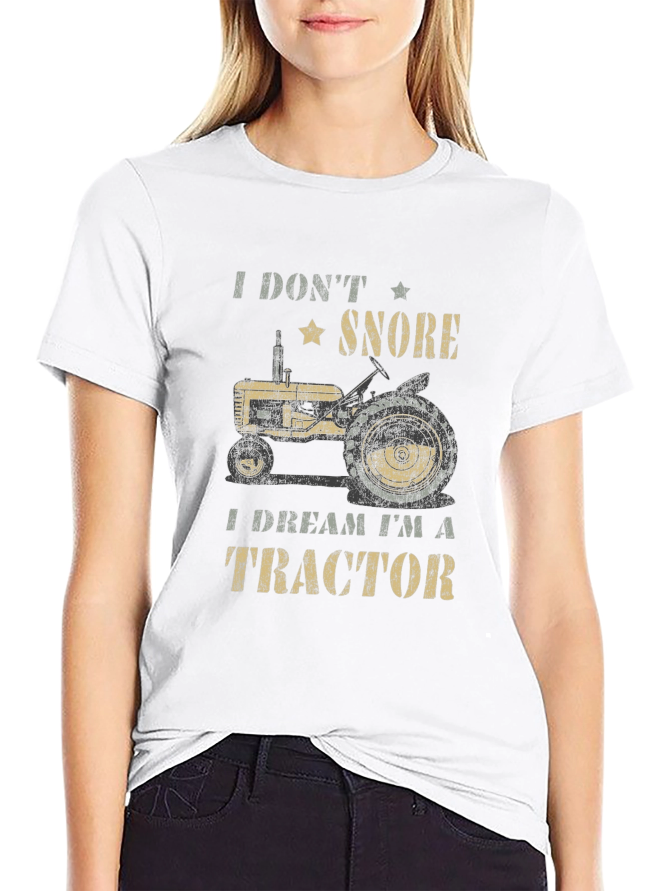 Black I Dream I'm A Tractor T-Shirt view 9