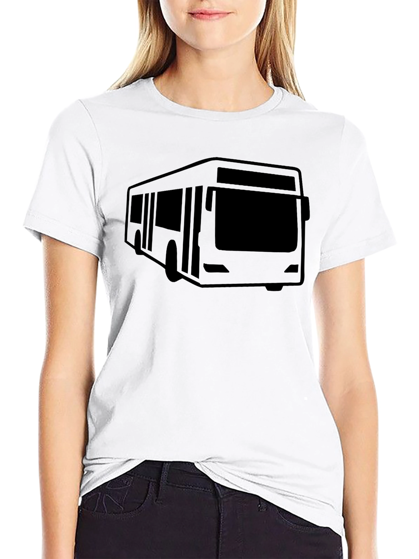 Black Bus Graphic Tee - Black Cotton Blend Comfort Fit view 9