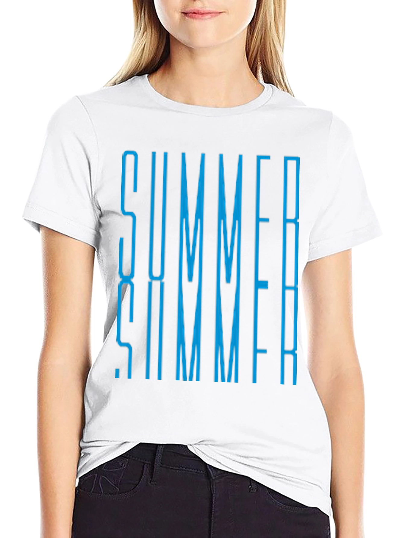 Black Summer Graphic Print Black T-Shirt view 9
