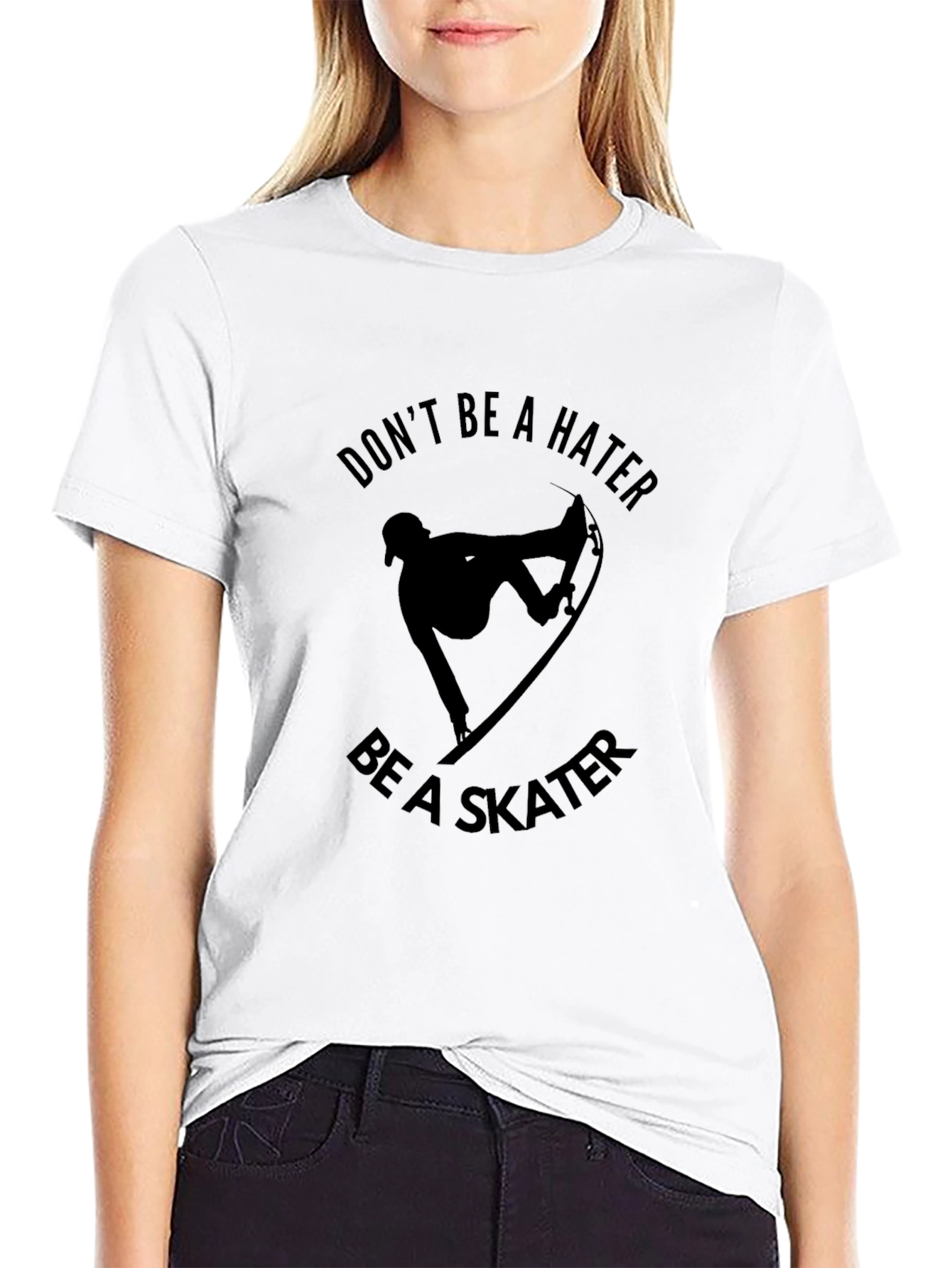 Black Don't Be A Hater Be A Skater Graphic Tee - Black view 9