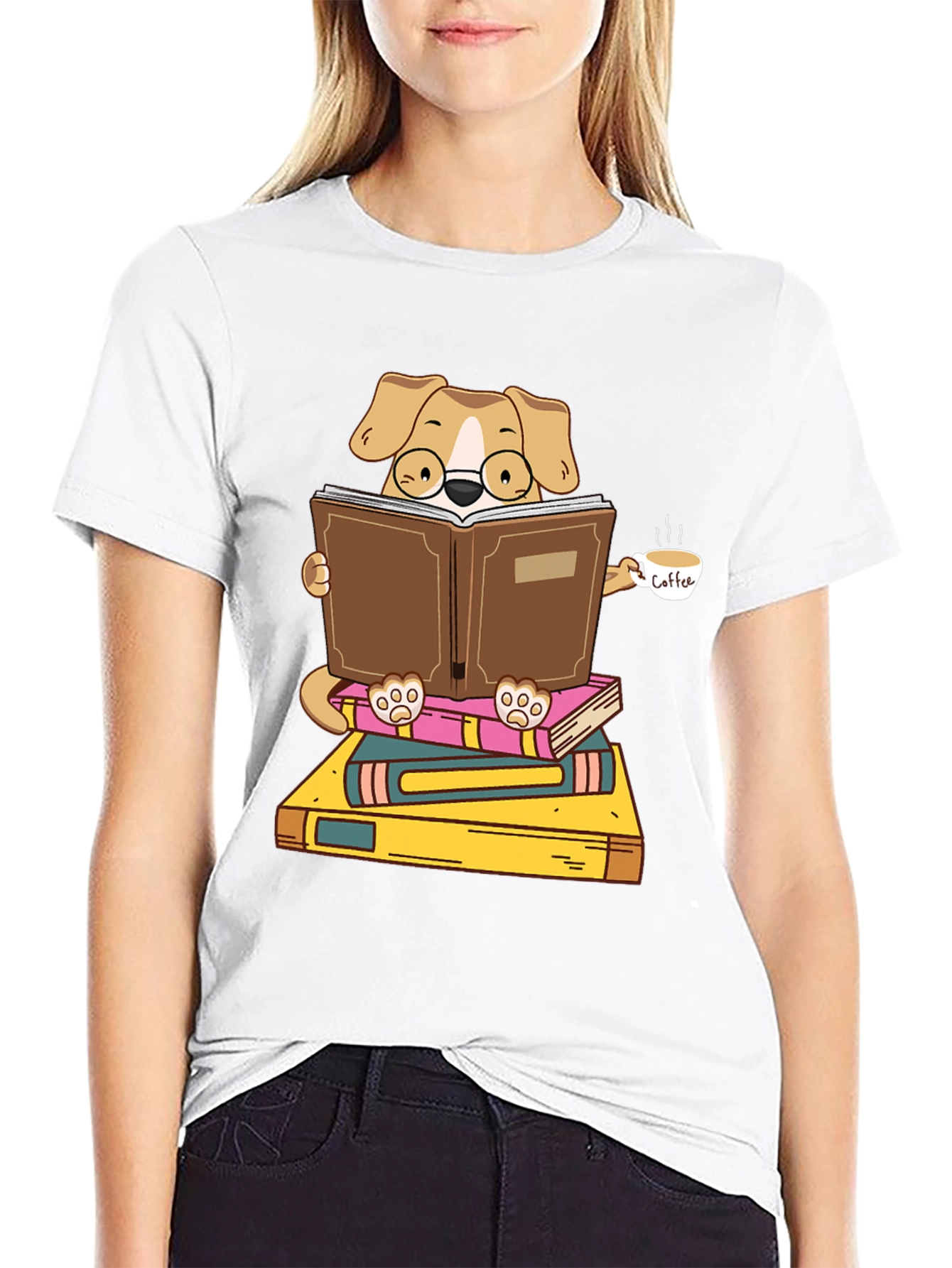 Black Bookworm Dog Graphic T-Shirt view 9