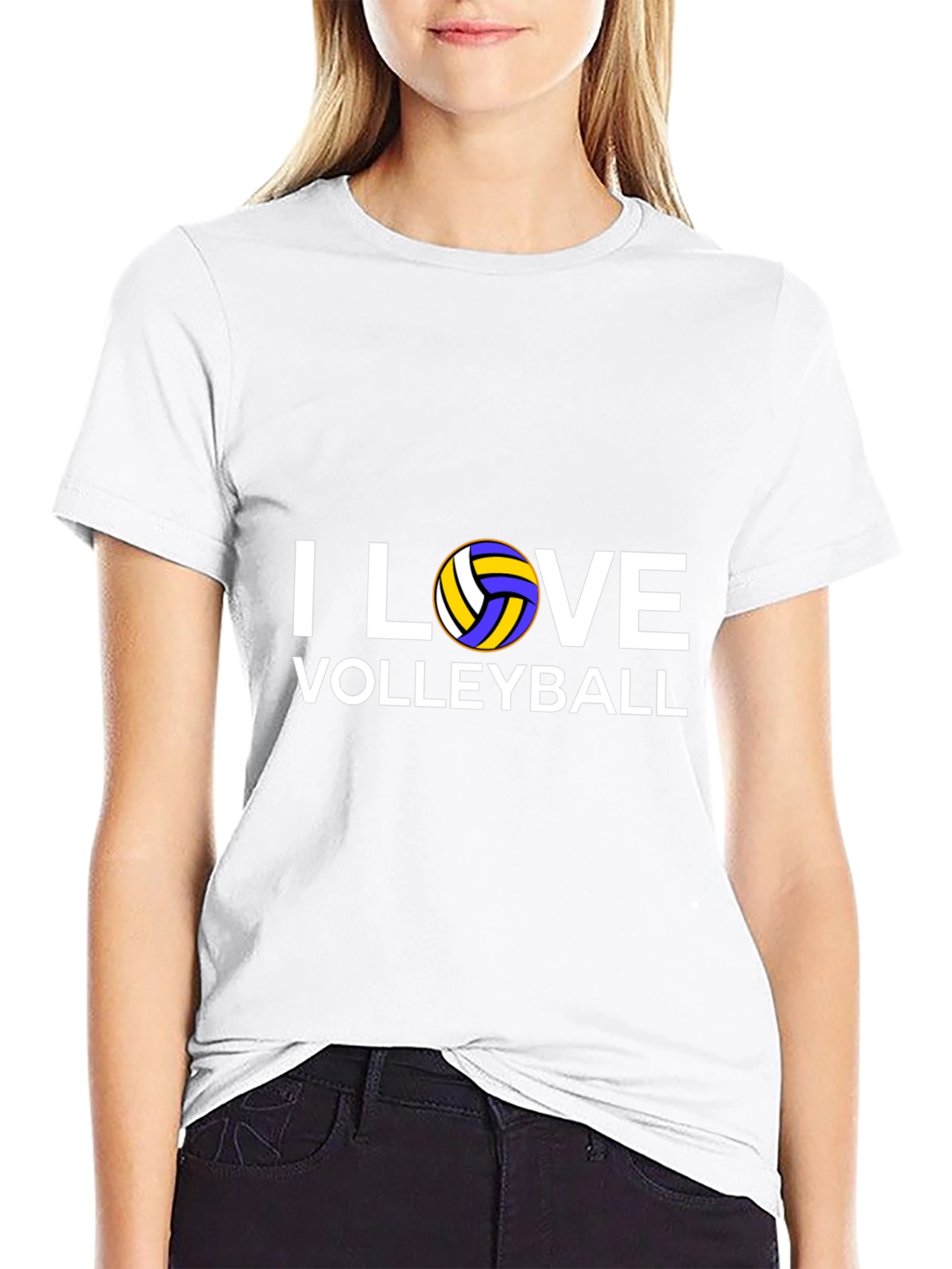 I Love Volleyball Graphic T-Shirt - Black - 9