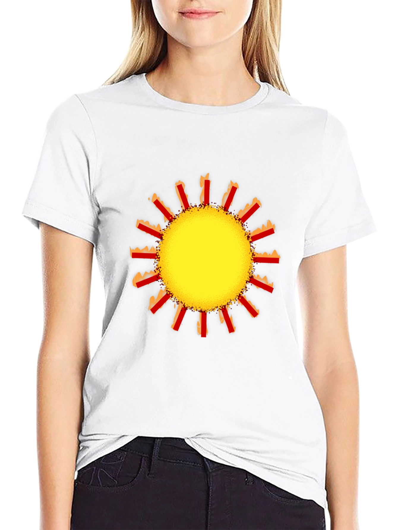 Black Vibrant Sun Graphic Black T-Shirt view 9