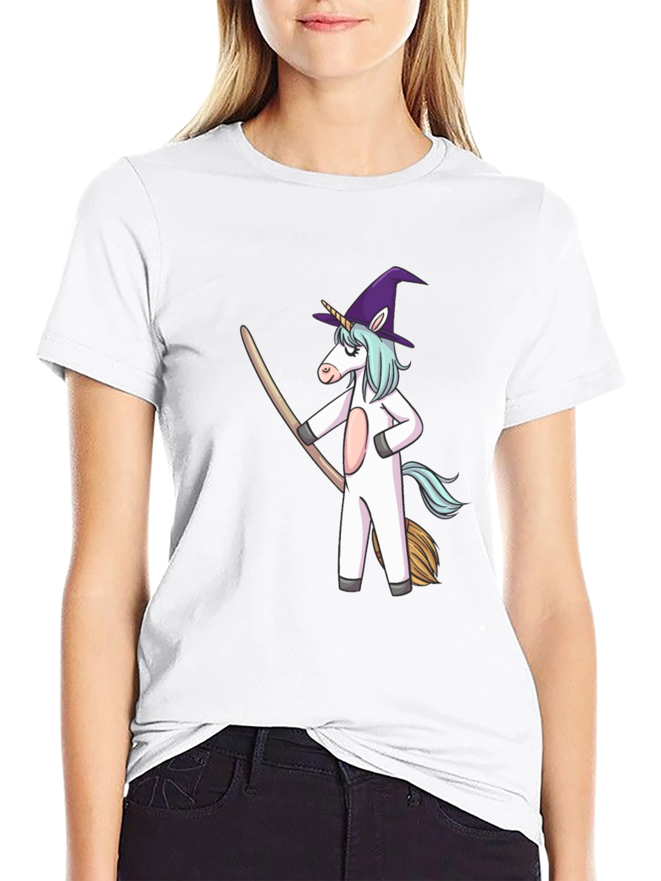 Black Unicorn Witch T-Shirt - Halloween Costume Tee view 9