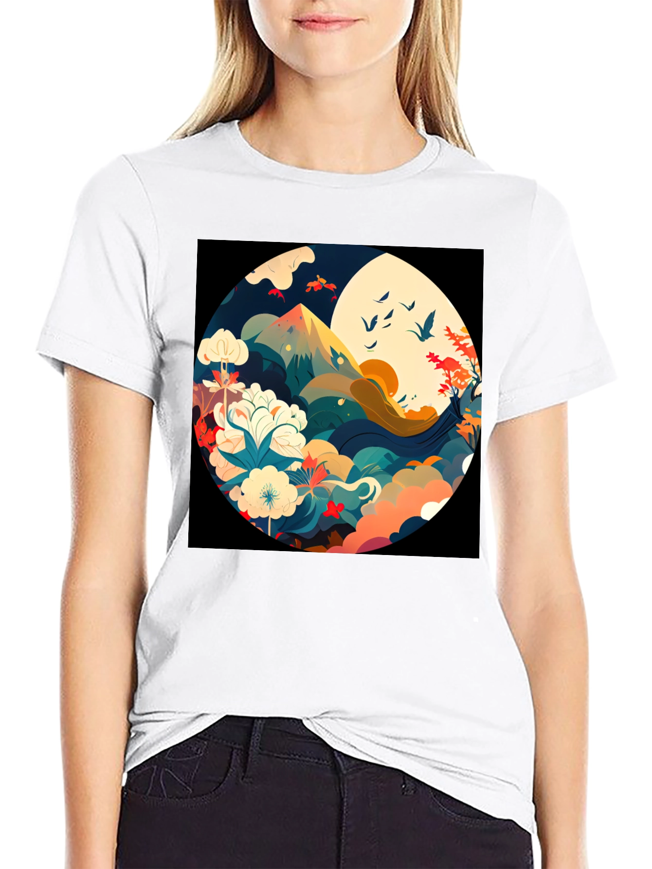 Black Nature Circle Graphic Tee - Stylish Comfort view 9