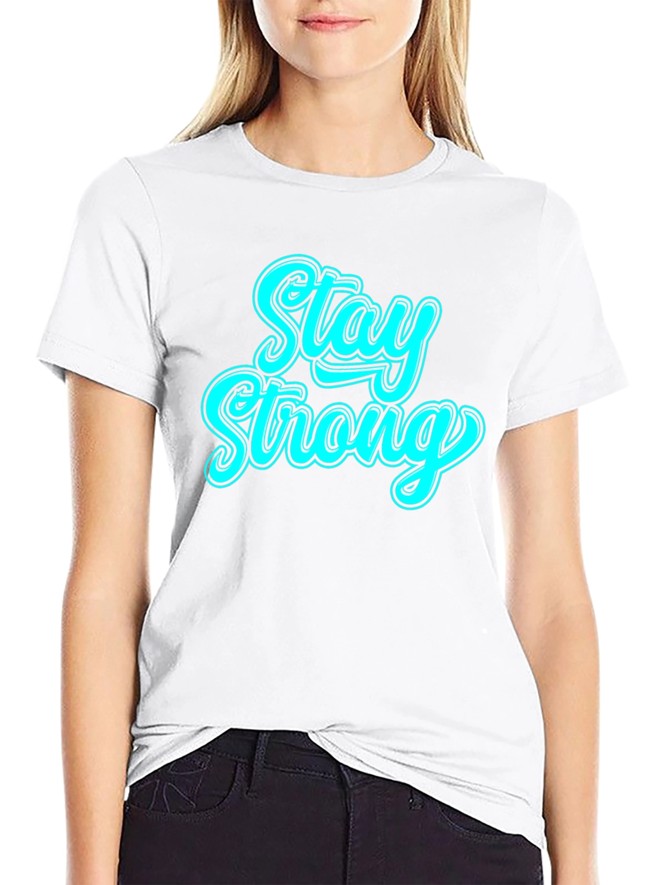 Black Stay Strong Black Graphic T-Shirt view 9