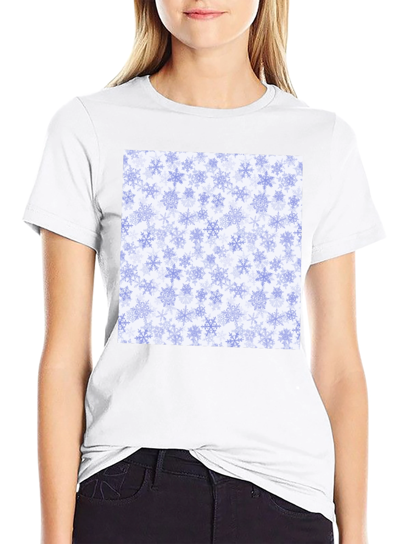 Black Snowflake Pattern Tee - Winter Holiday Style! view 9