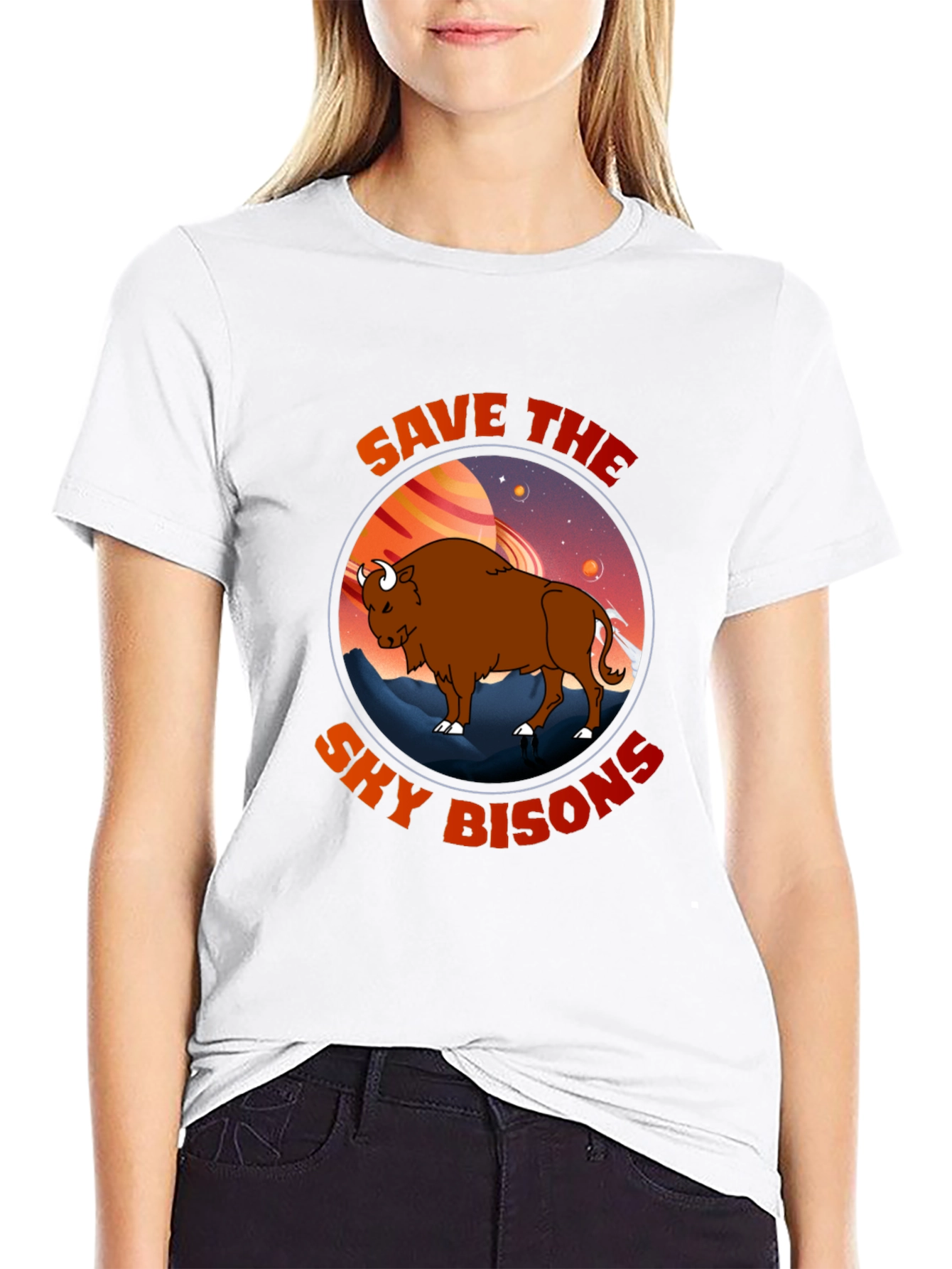 Black Save The Sky Bisons Graphic T-Shirt view 9