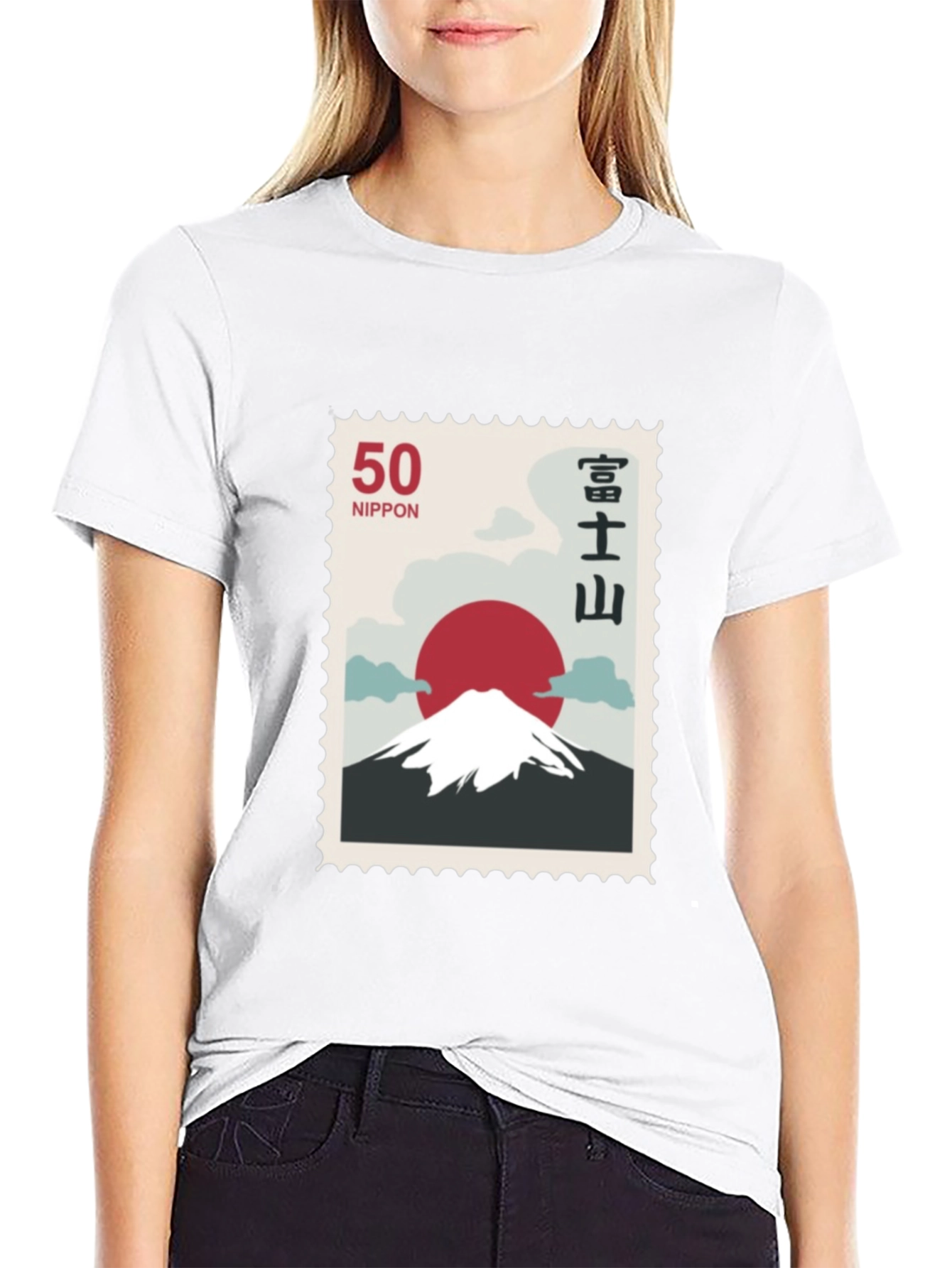 Black Japanese Mount Fuji Stamp T-Shirt view 9