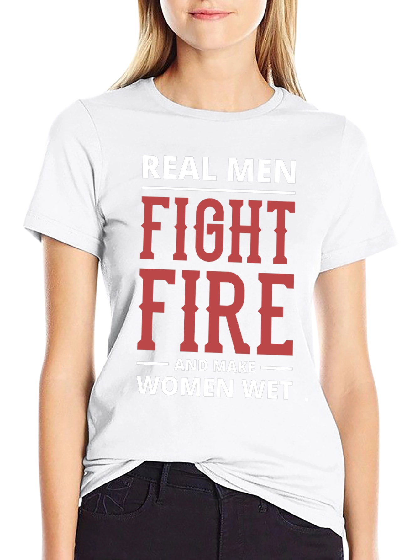 Black Real Men Fight Fire T-Shirt view 9